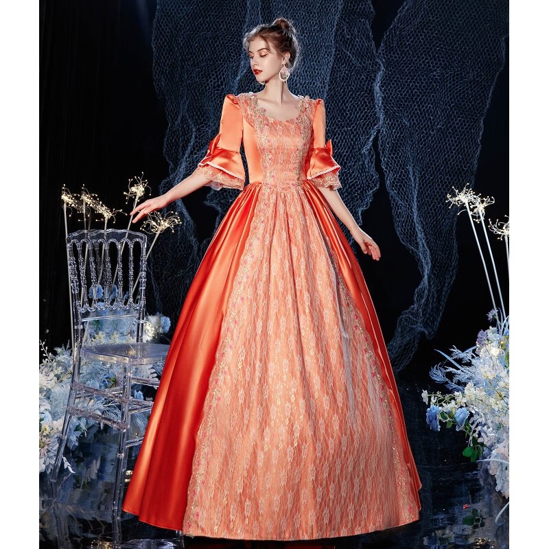 Europe Middle Age Palace Costume Evening Dress Vintage Gown Drama Outfit Cosplay
