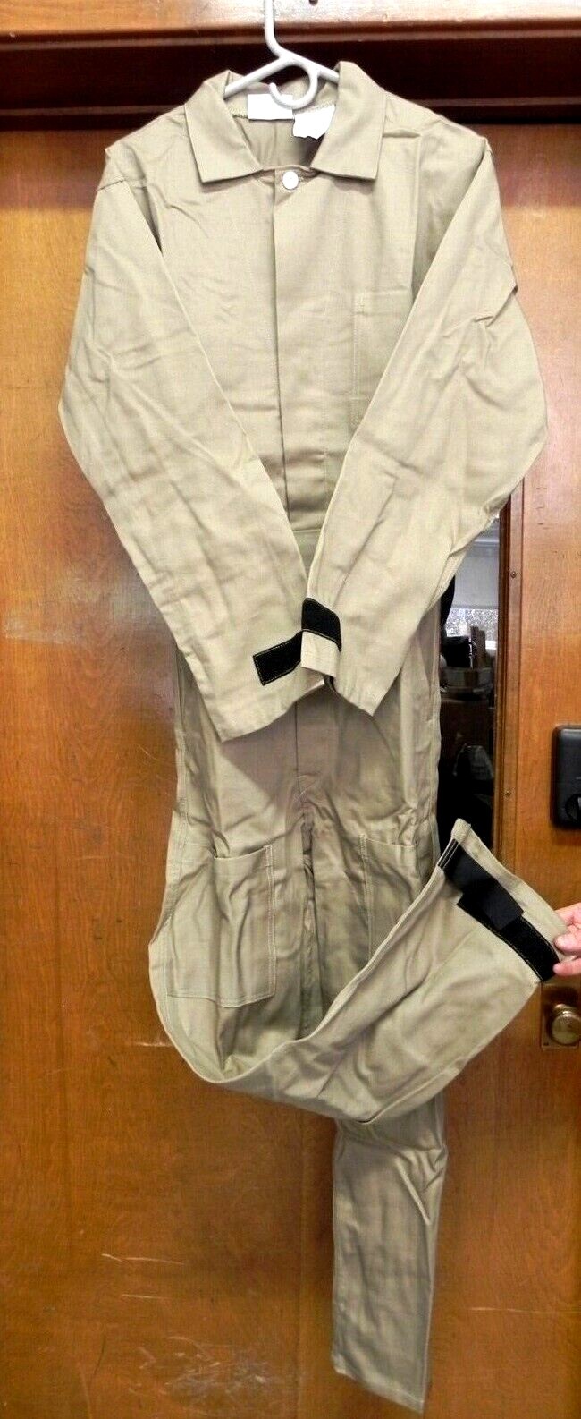 Khaki Cotton Coverall Hook & Loop Wrst/Ank, Button Closure C08720 ATK Logo HR