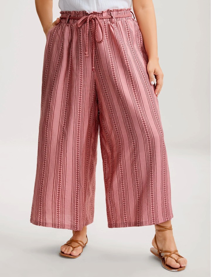 Bloomchic Wide Leg Pants with an elastic drawstring waist.