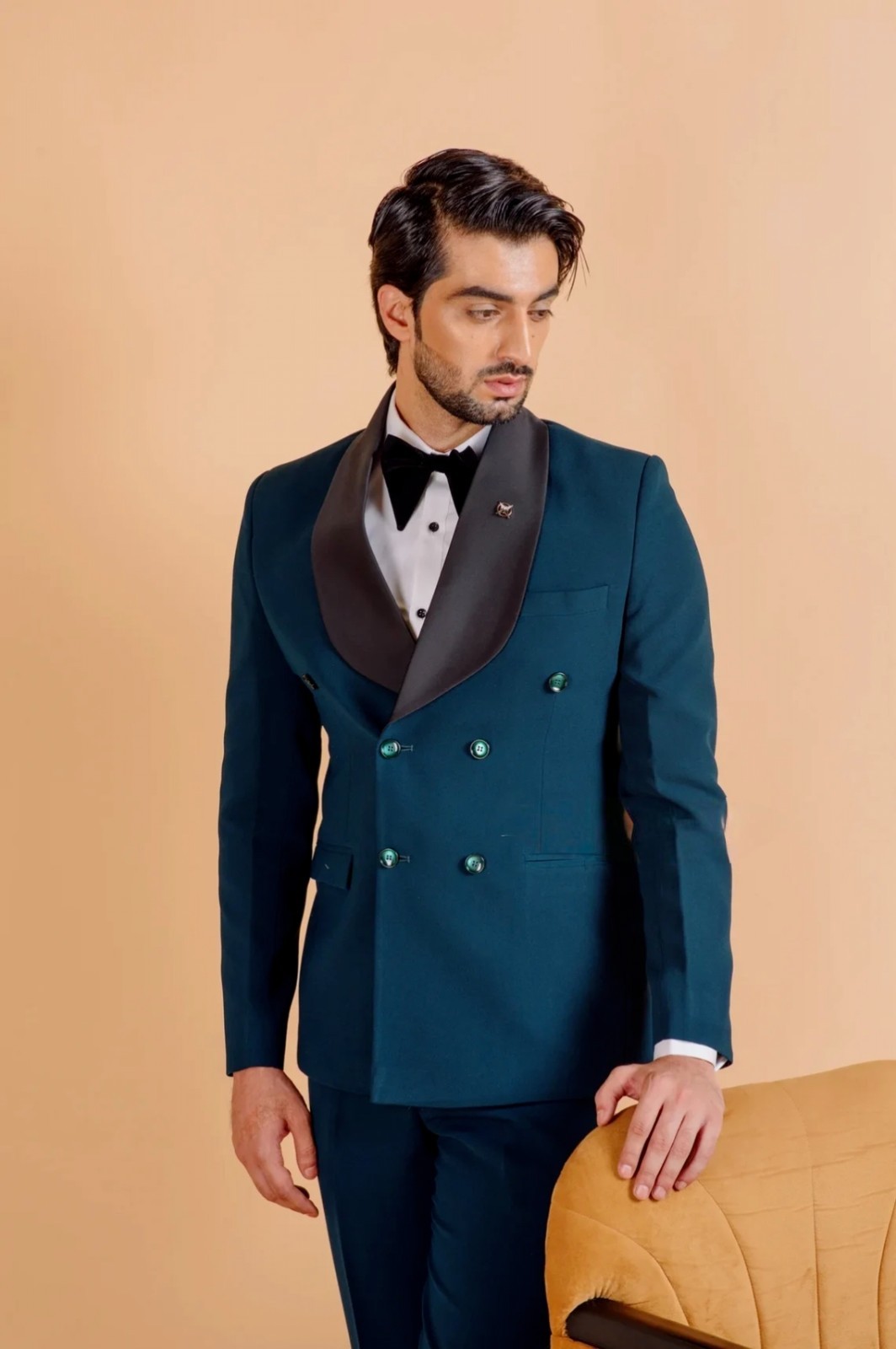 Navy Mens Suits Groom Tuxedos Workwear Shawl Lapel Dinner Party Coat Jacket