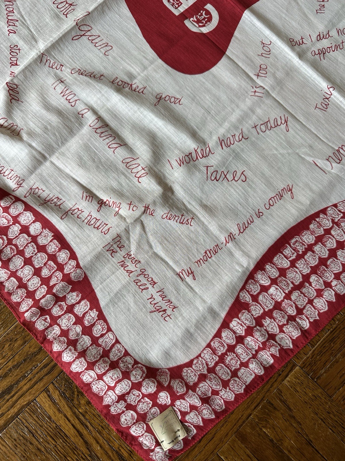NOS 1950s Symphony ‘Crying Towel’ Novelty Political Bandana Humor Scarf Red VTG