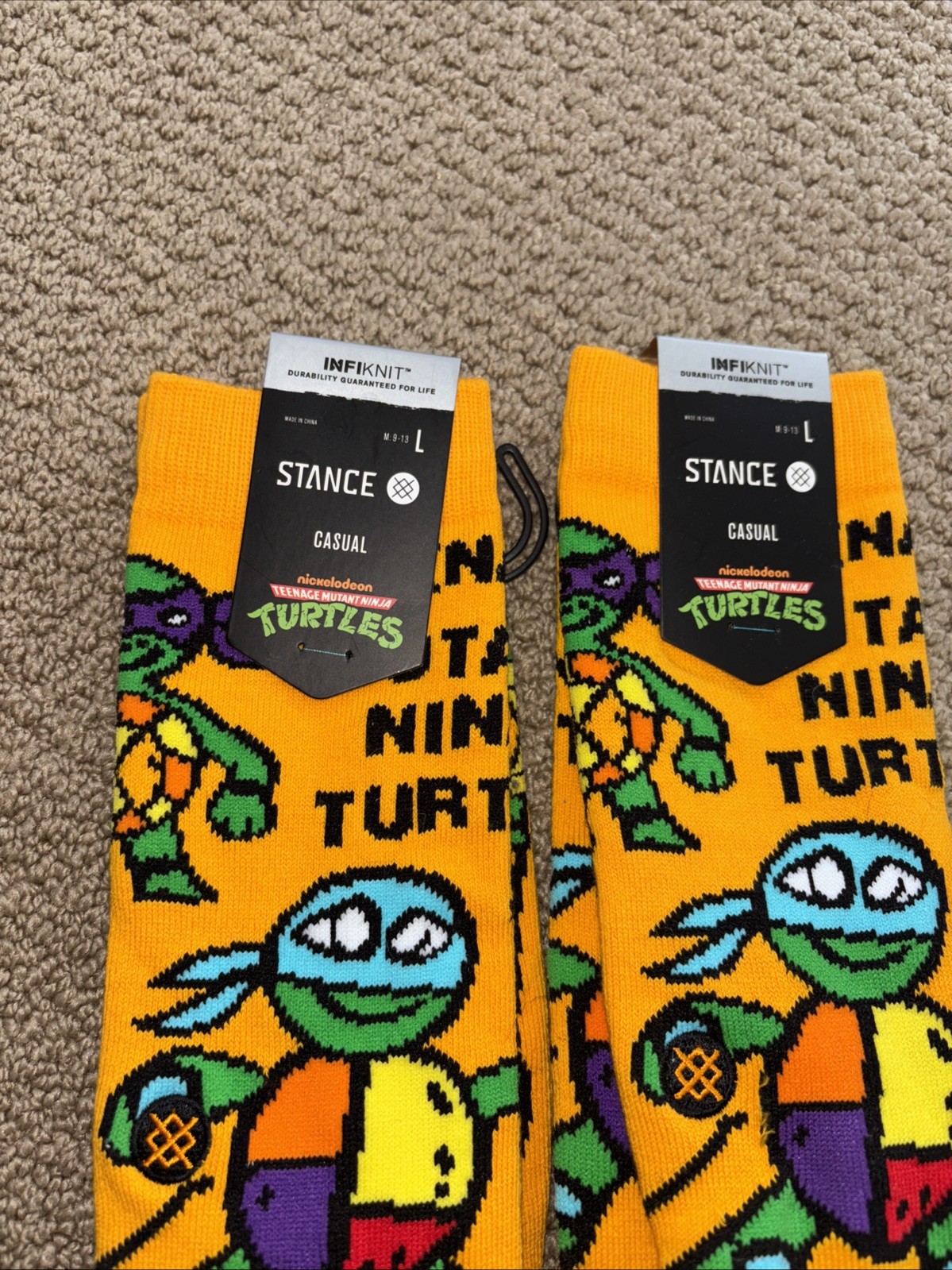 Stance Nickelodeon Teenage Mutant Ninja Turtles Tubular Orange Socks Large NWT