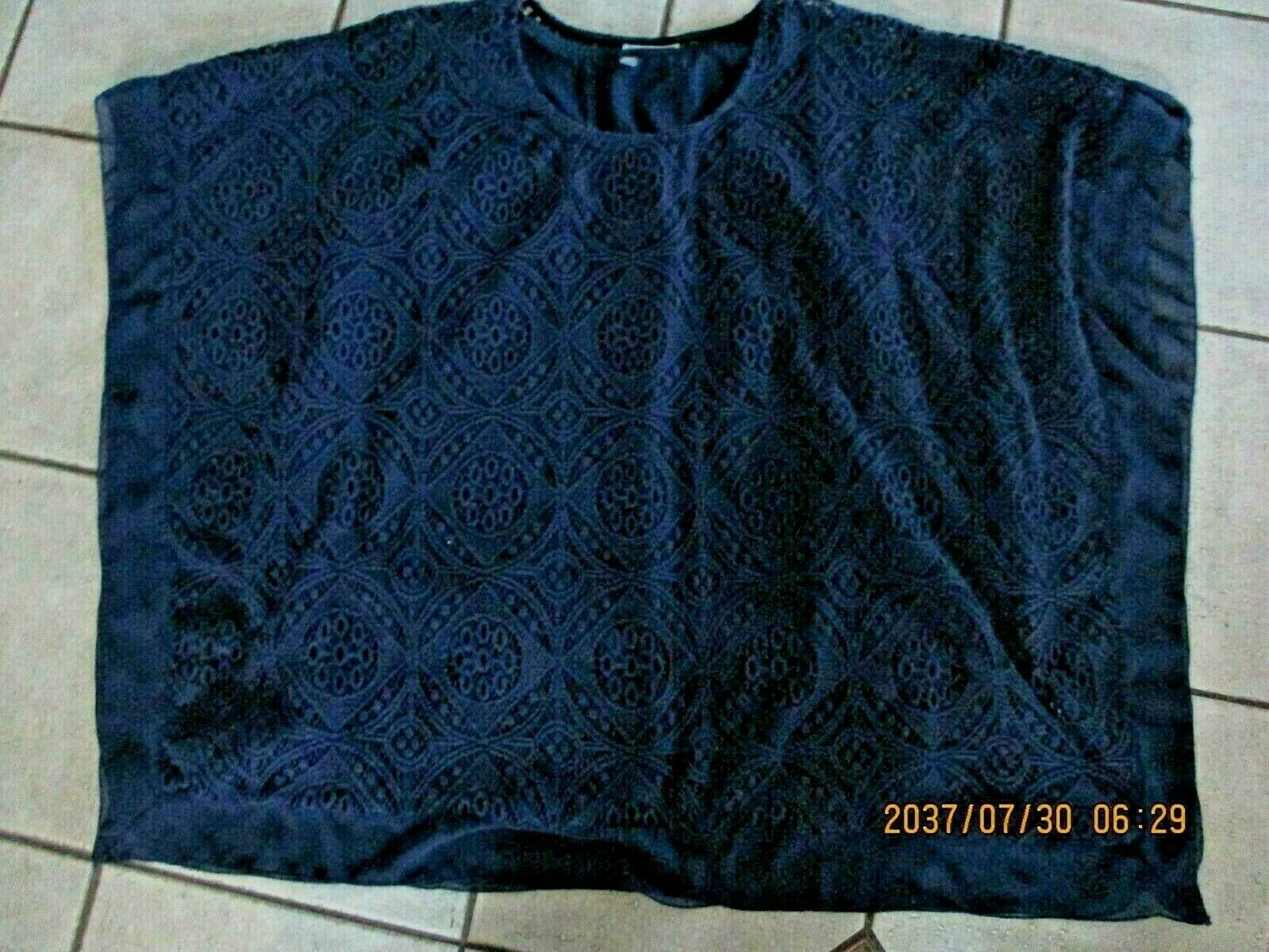 JM Collection Women’s 2 piece Navy blue crochet over blue Jersey tee size 2x