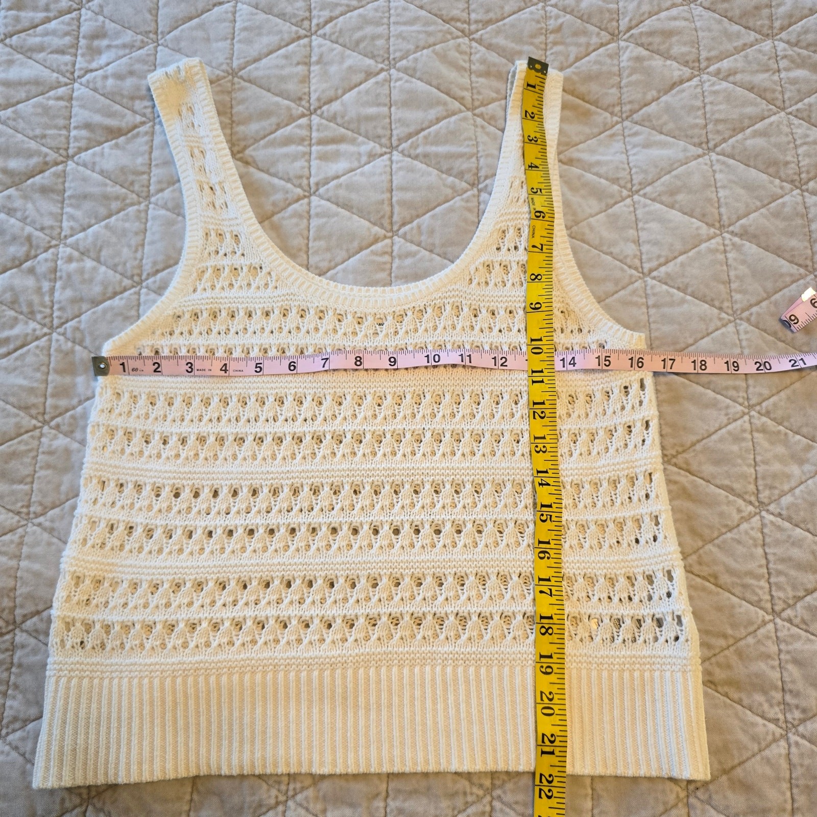 Old Navy Crochet Tank Women’s M Cream Cotton Y2K Boho Beachy Summer Casual