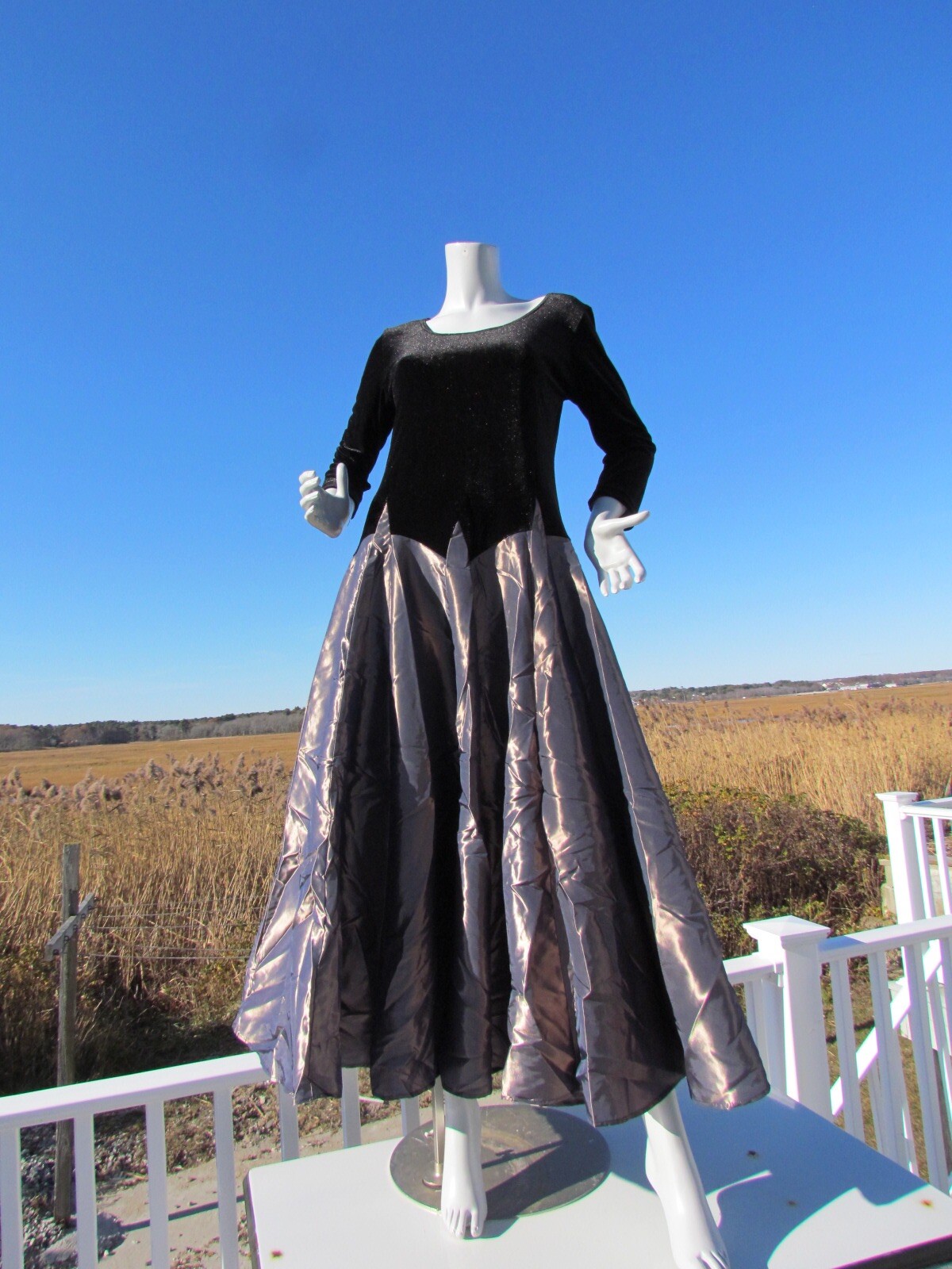NEW M PYRAMID COLLECTION dress ball gown black velvet bronze champagne gorgeous