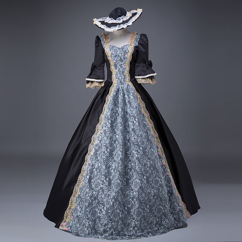 Europe Middle Age Palace Costume Evening Dress Vintage Gown Drama Outfit Cosplay