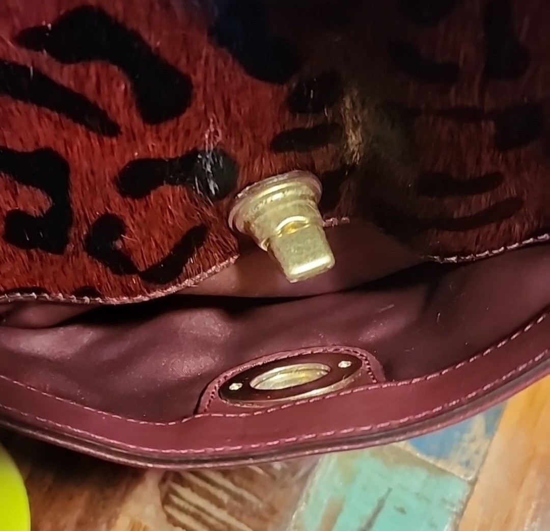 HTF Coach Half-Calf Wine Leopard Patrern Leather Shoulder Bag *GORGEOUS!* 4.9/5*