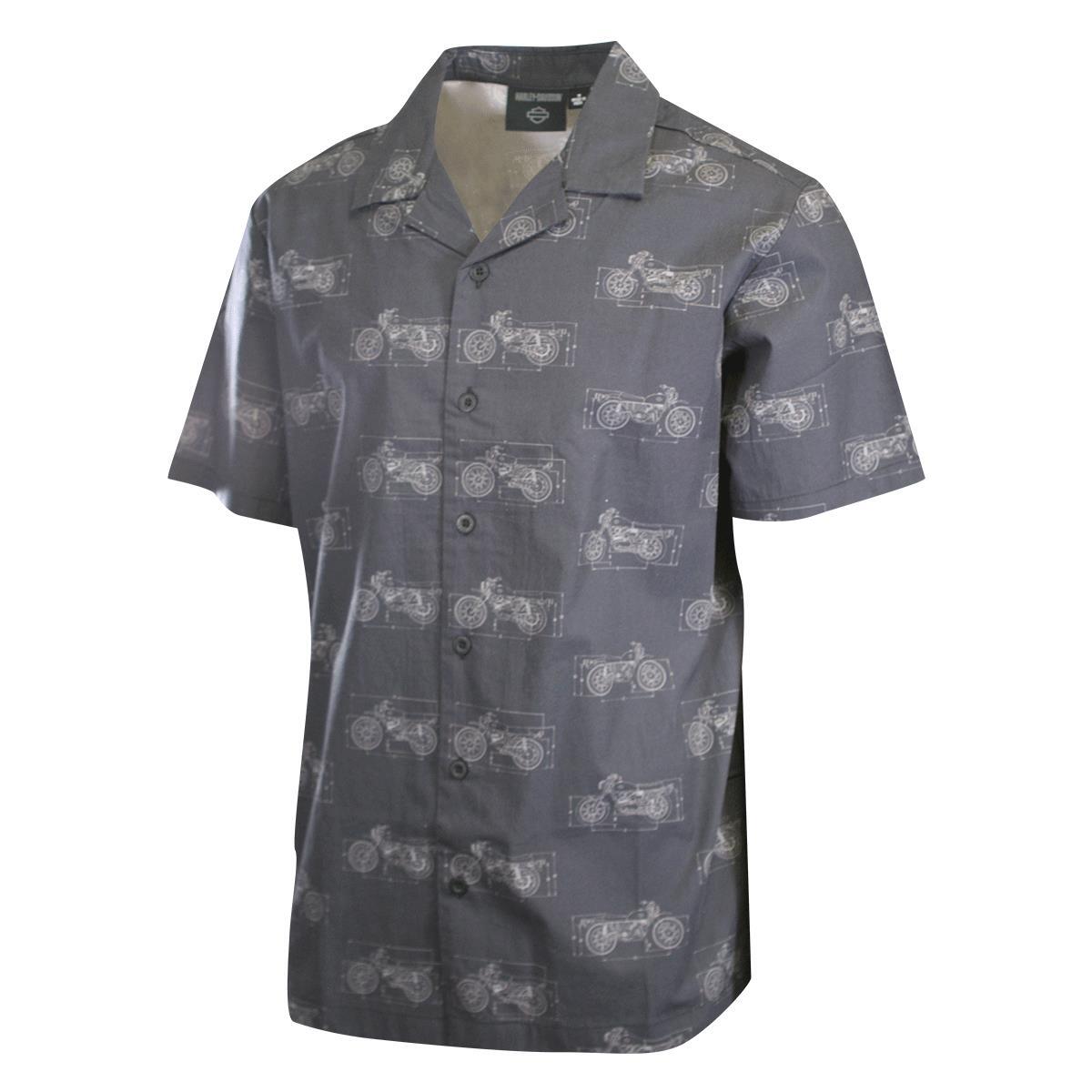 Harley-Davidson Men’s Shirt Dark Grey Fueled Allover Custom Print S/S (S61)