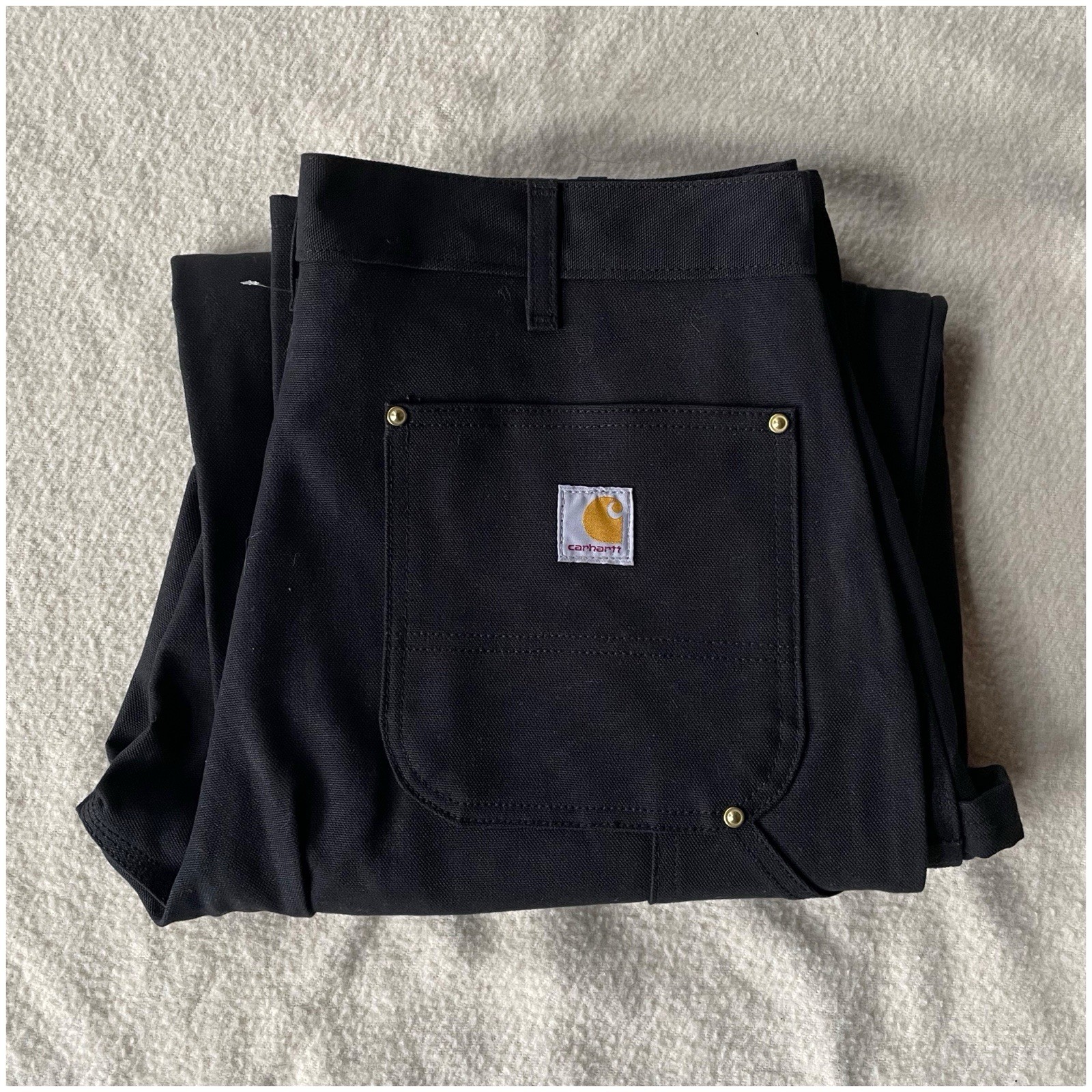Carhartt B01 BLK Double Knee Loose Fit Duck Canvas Carpenter Pants 36 X 32 Black