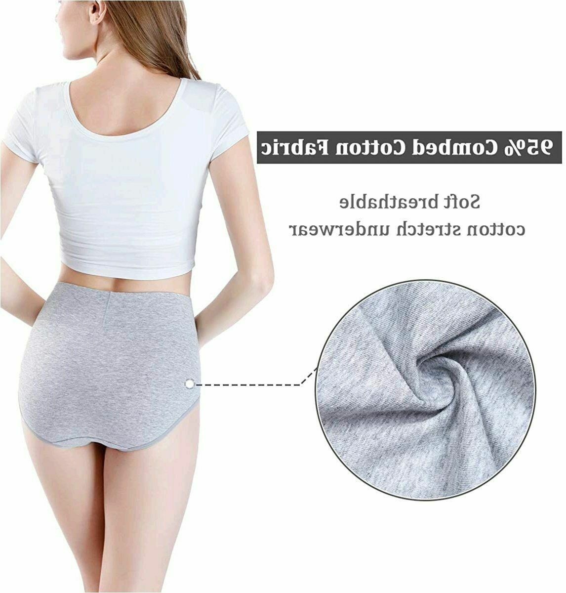 wirarpa Womens High Waisted Cotton Underwear Full Brief, ALL SIZES 4 Pack