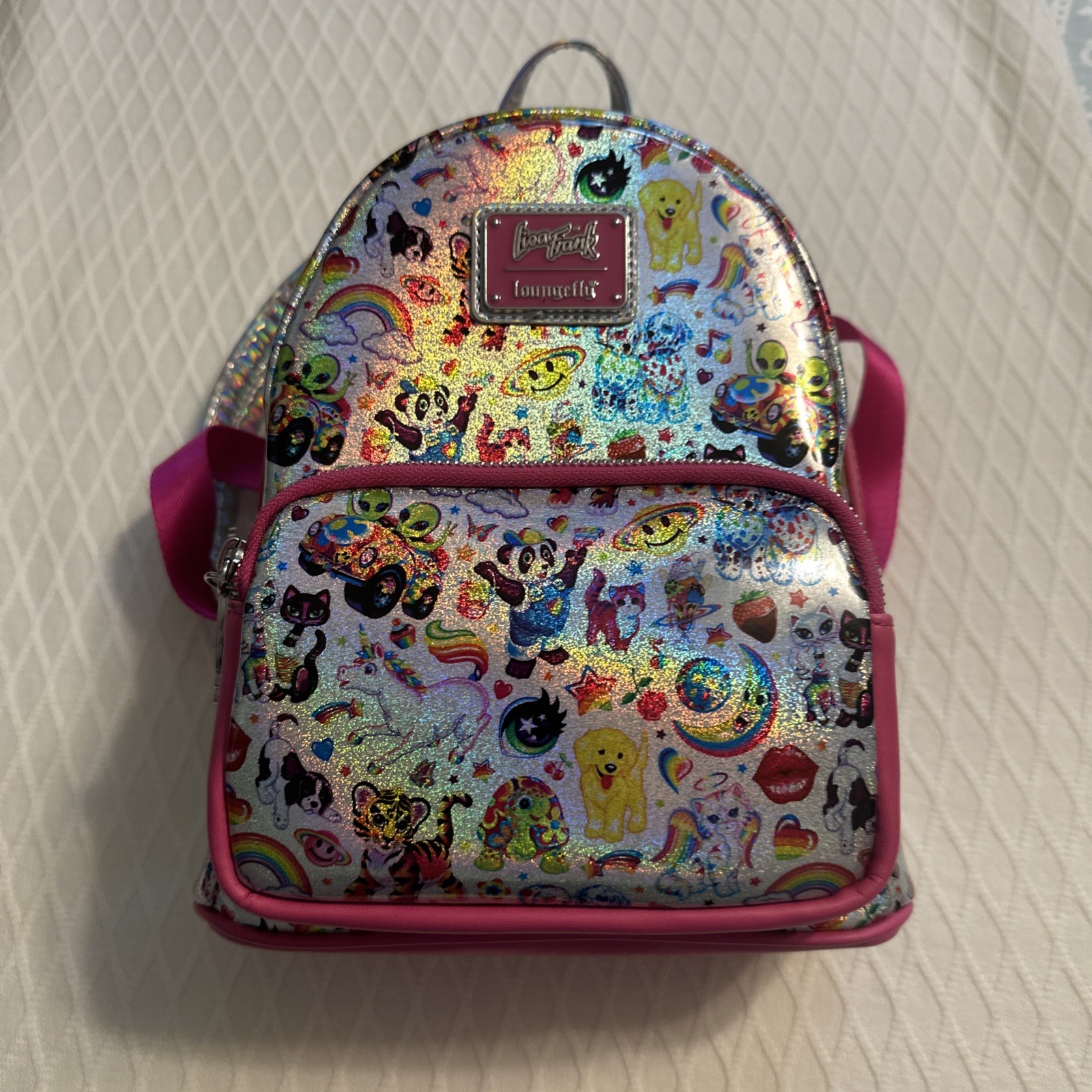 Loungefly Lisa Frank 90’s Retro Stickers Prism Holographic Mini Backpack NWOT
