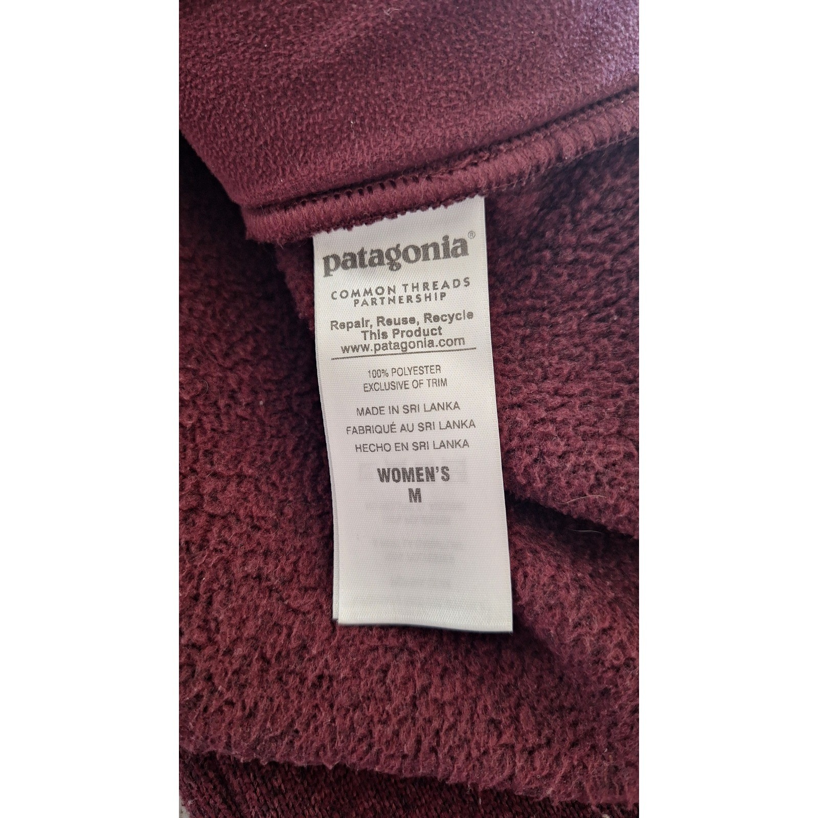 Patagonia Womens Better Sweater Button Front Jacket Burgundy Fleece Medium