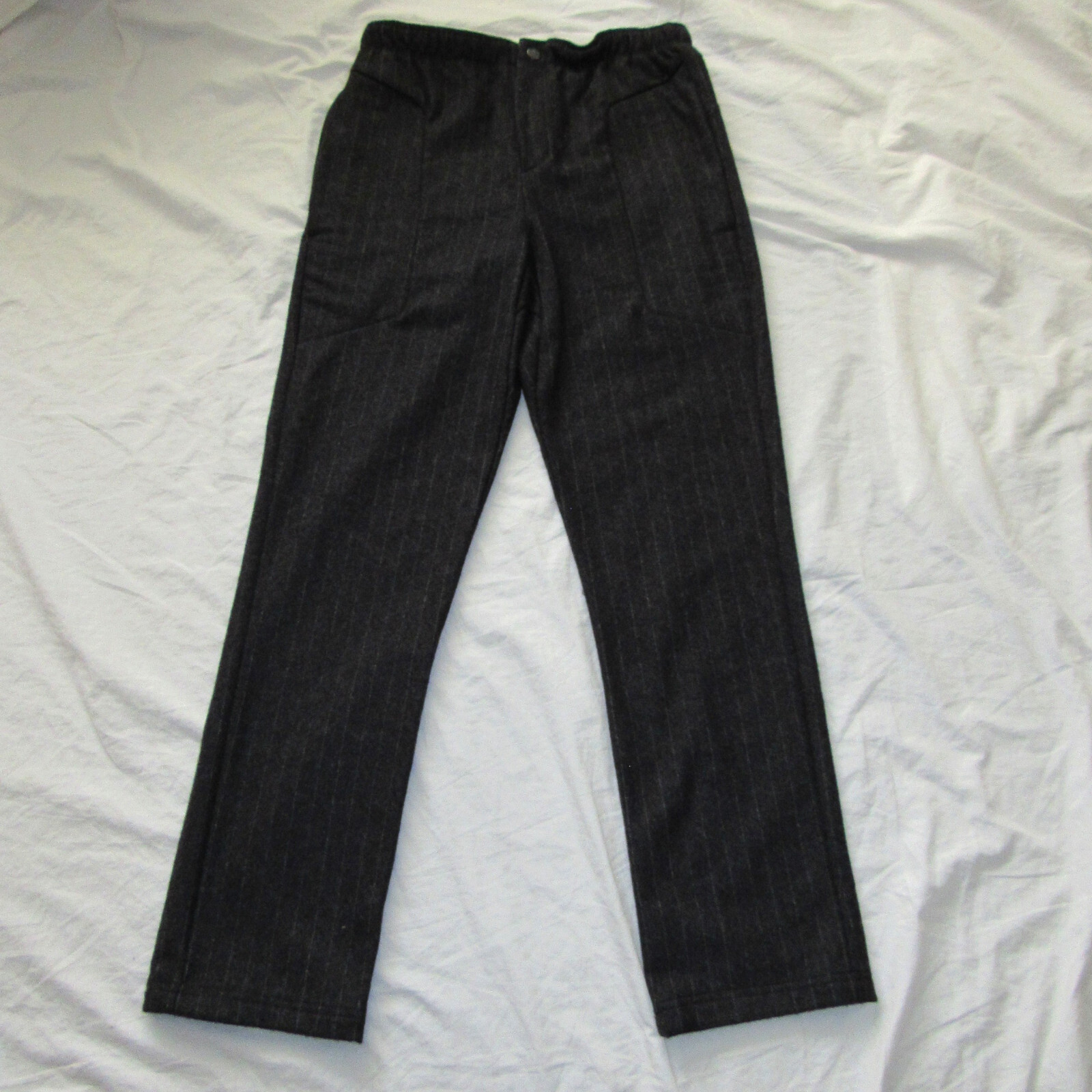 Paskho 100% Wool Gray Pinstripe High Rise Dapper Trouser Pants Mens Size XS