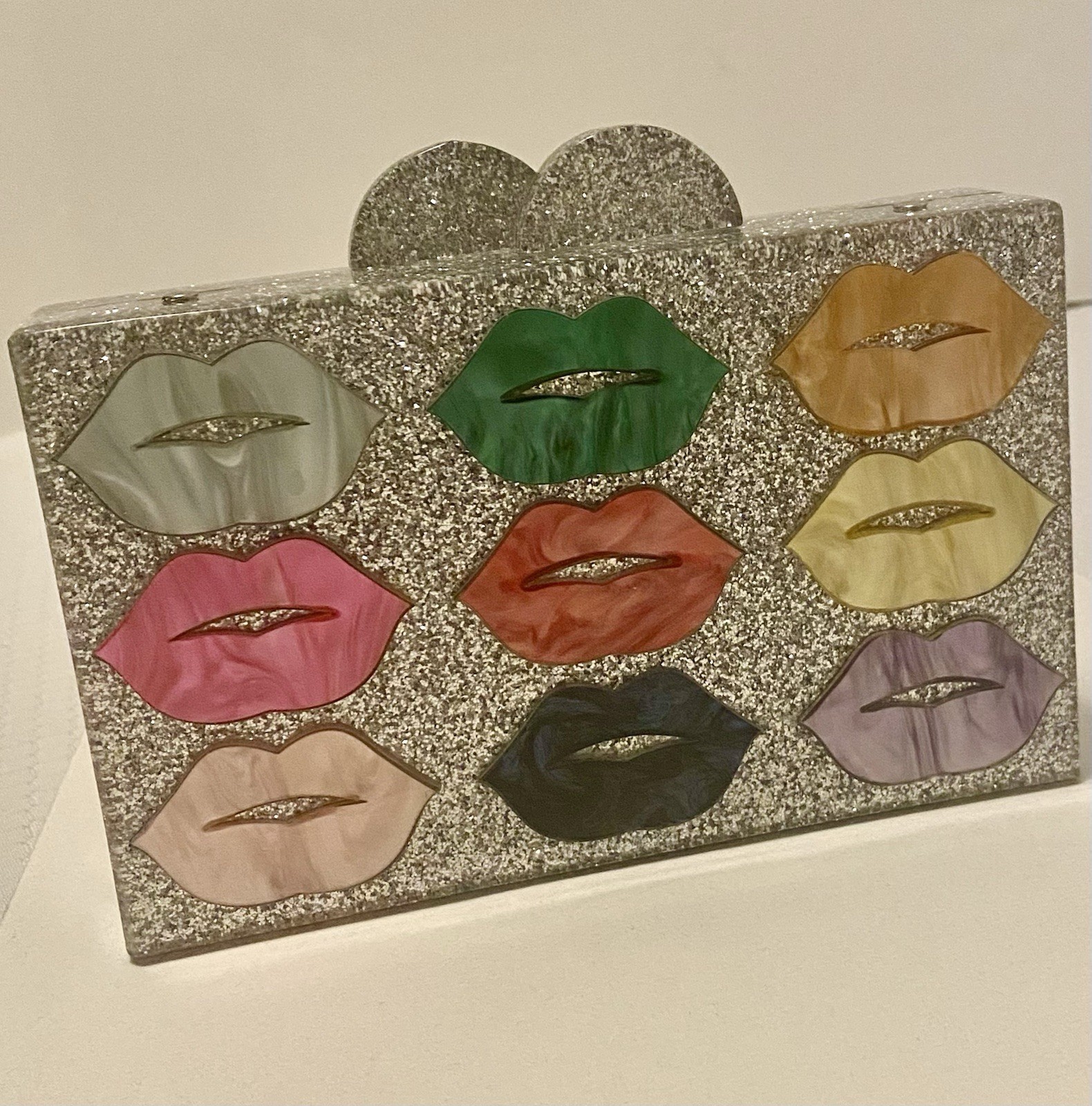 Elizabeth Sutton Collection Glitter Acrylic Lips Clutch
