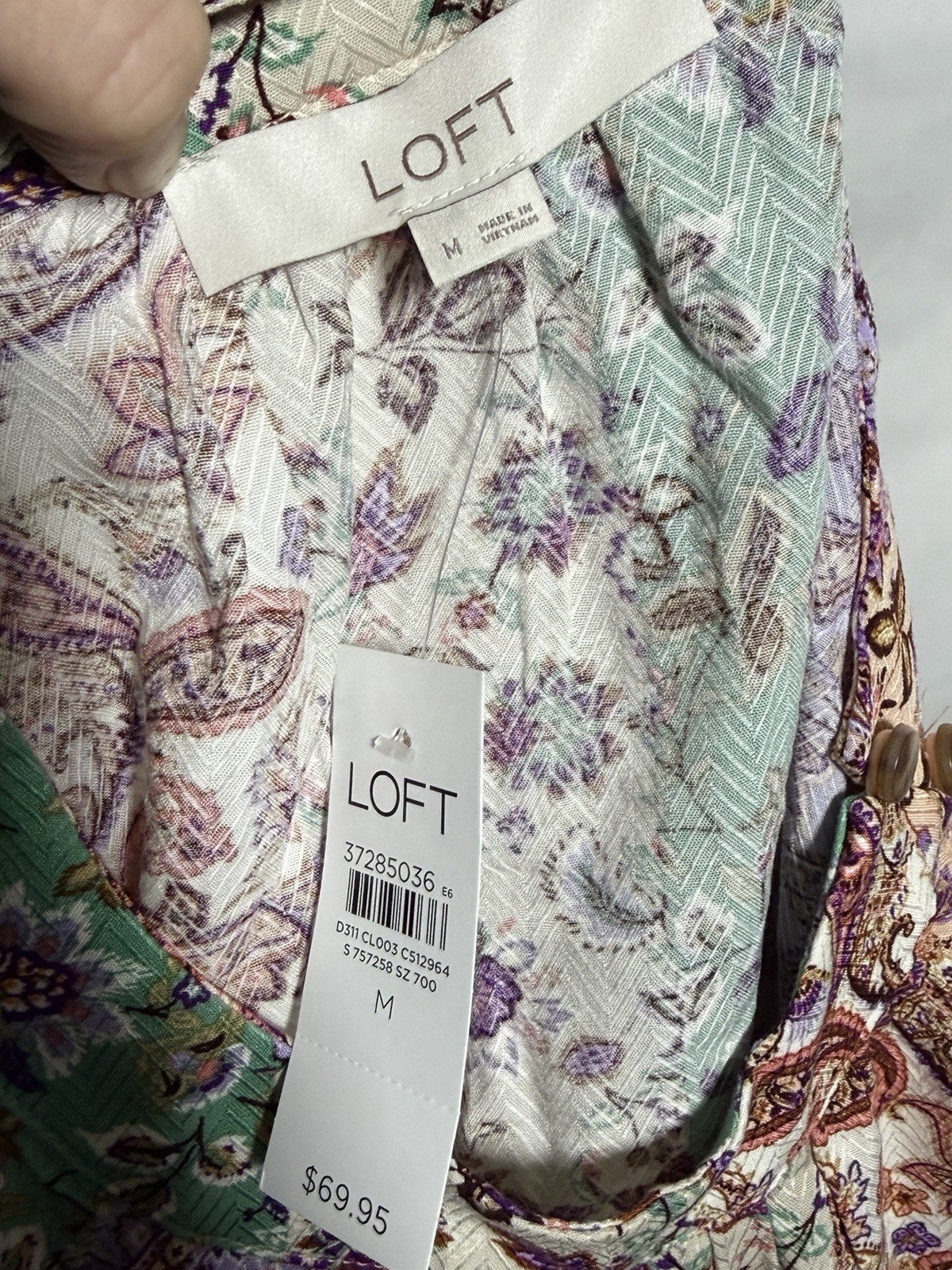 LOFT Women’s Floral Paisley Blouse Top Long Sleeve Lightweight Boho Chic