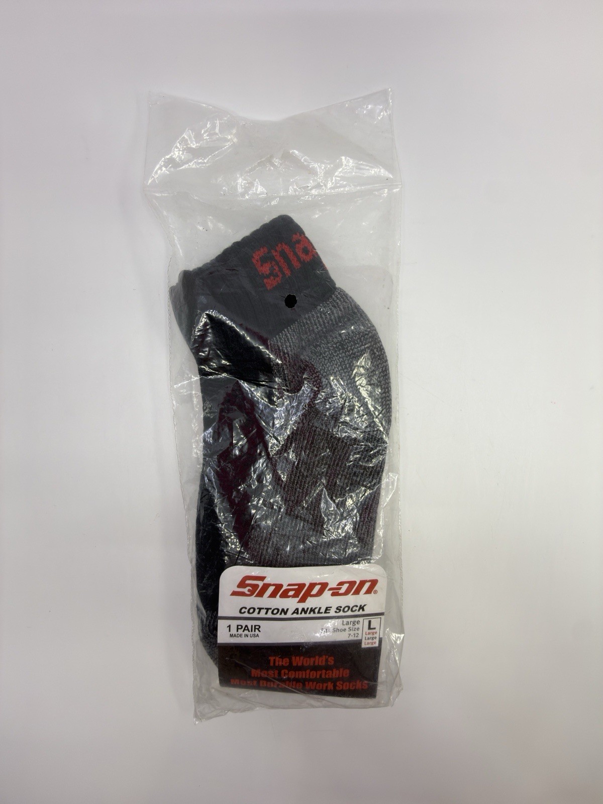 Men’s BLACK Snap-On Ankle Socks LARGE (7-12) *Made In USA* New In Package