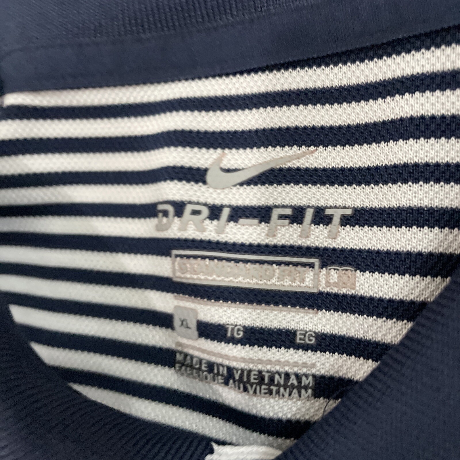 NIKE Dri-Fit Polo Shirt Men XL Blue Striped Preppy Old Money Sports Standard Fit