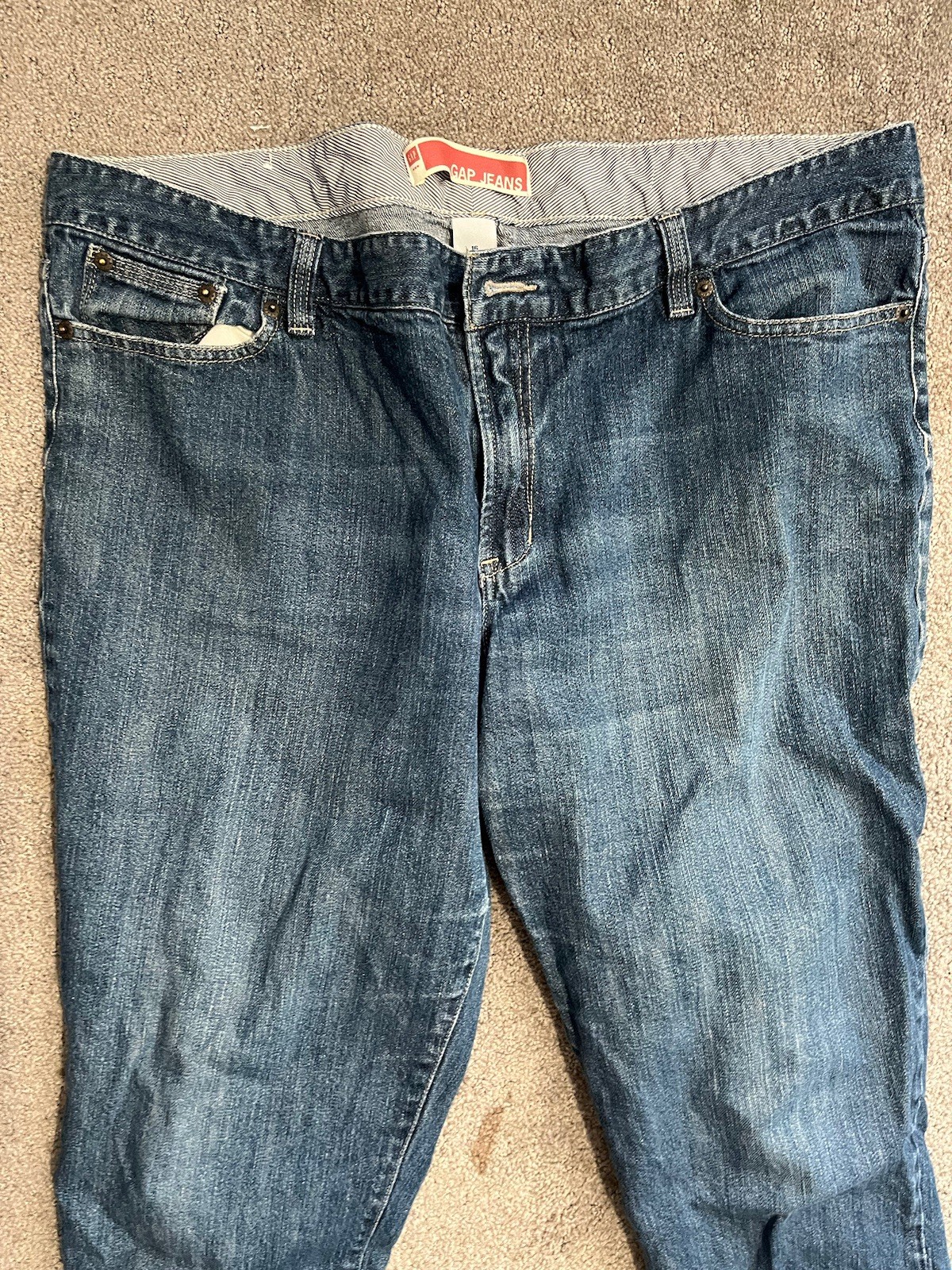 Gap Womens Y2k Low Rise Capri Jeans Sz 16 Ankle Zippers 99% Cotton 1% Spandex