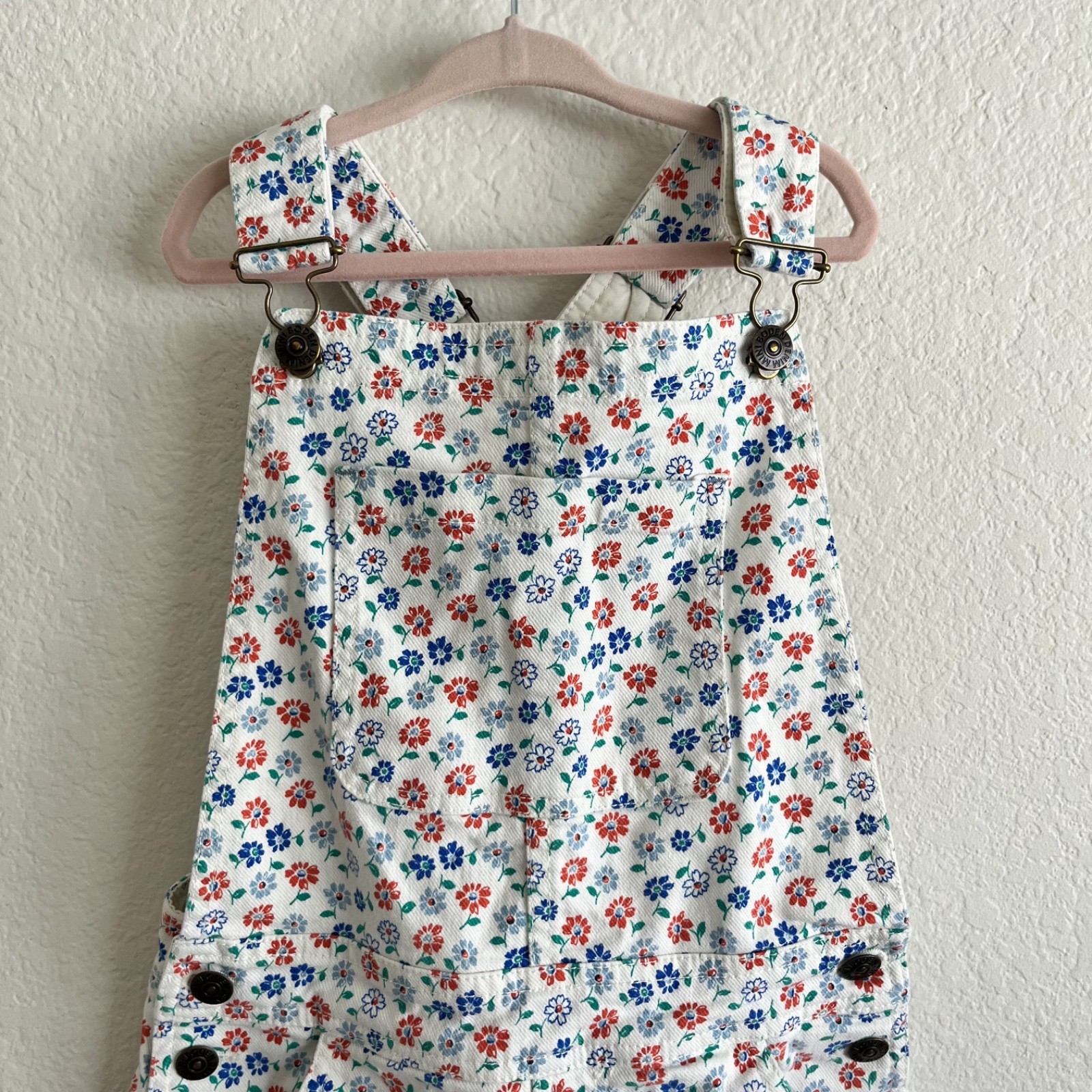 Mini Boden Ditsy Floral Denim Short Overalls Size 9-10 Years