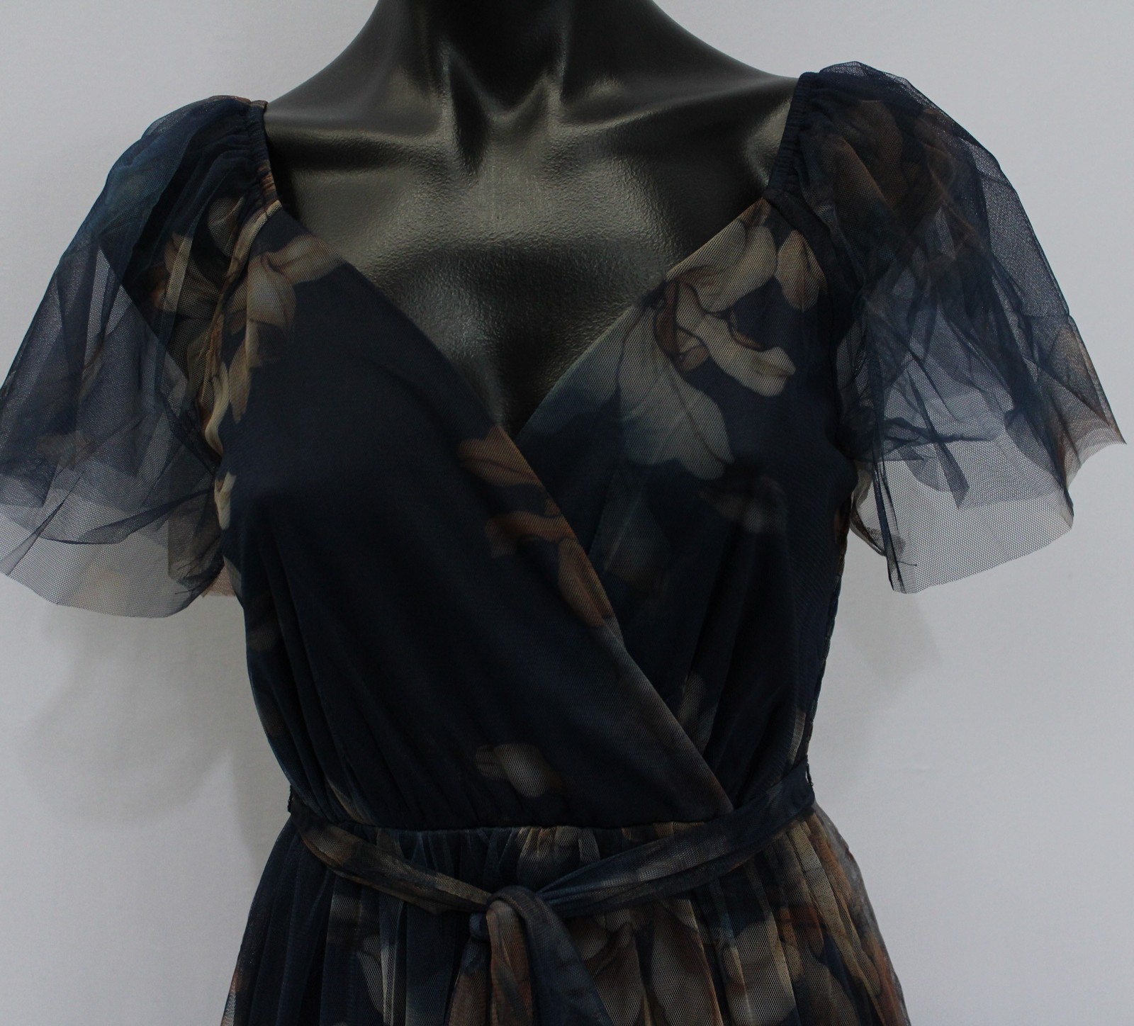 Baltic Born Women’s Nicola Tiered Tulle Maxi Dress LB3 Dark Blue Floral Small