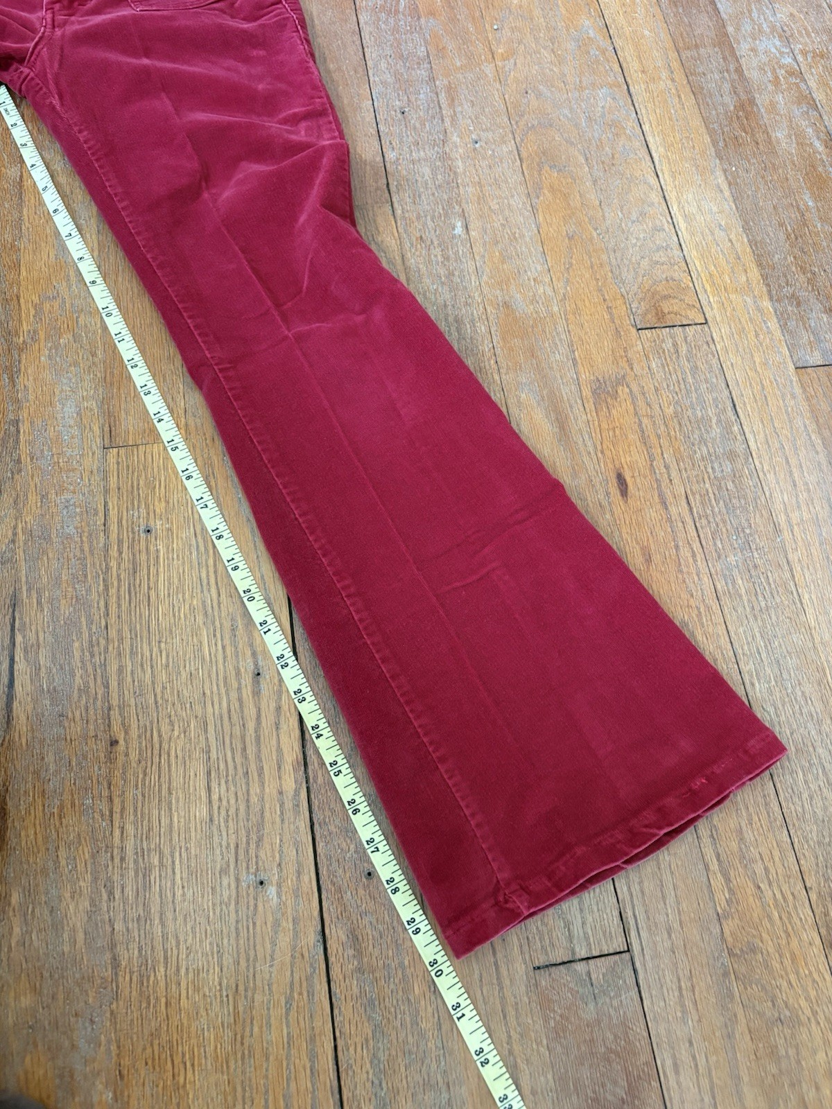 Jordache Red Corduroy Low Rise Stretch Flare Pants Pockets size 3/4