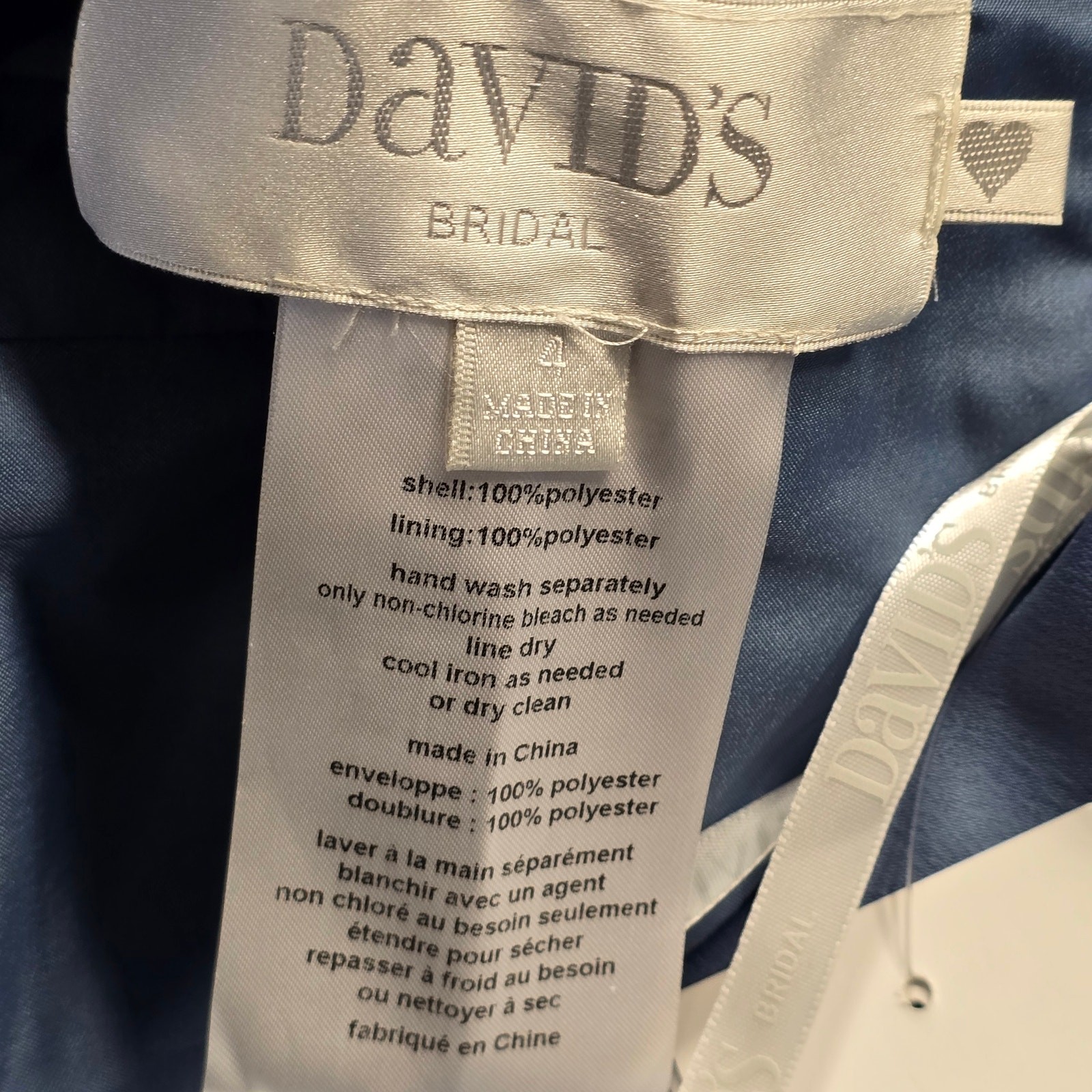 David’s Bridal Blue Formal Maxi Long One Shoulder Gown Zip NEW $149 Women Size 4