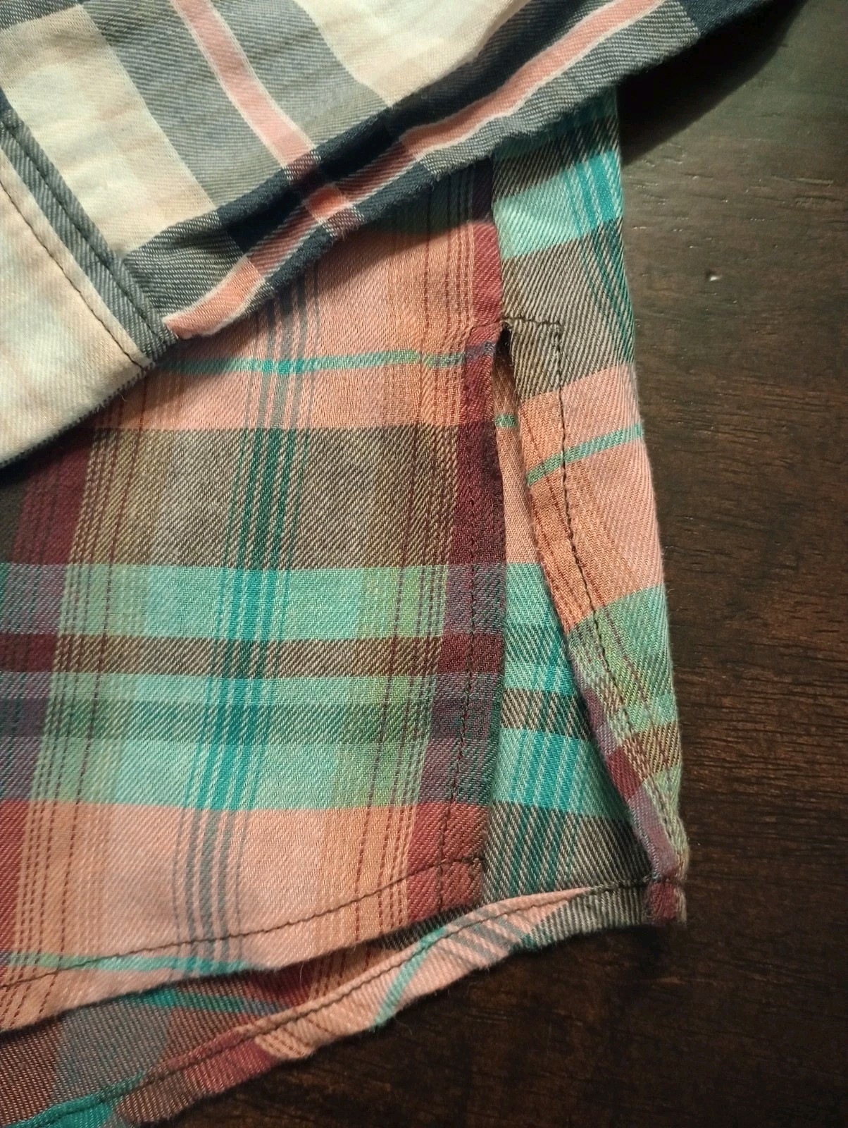 Maurices XS Mauve, teal, pink Plaid Long Sleeve Button Up Shirt