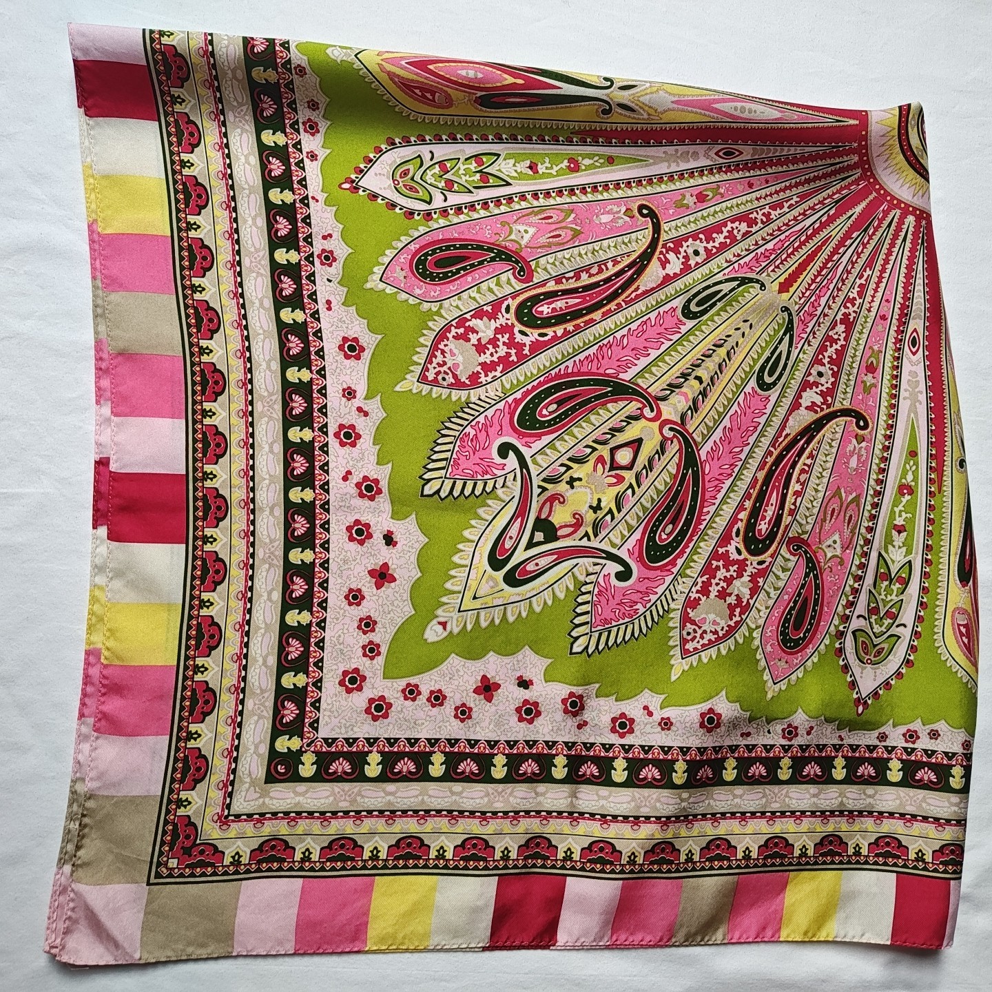 Vintage Talbots Silk Scarf- Paisley Sunburst Carnival ~35in square Ex.Cond.