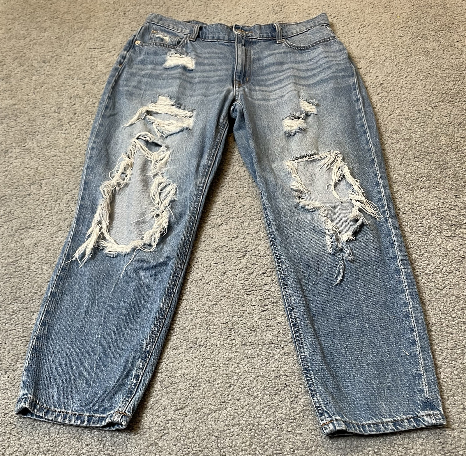 90s Distressed Baggy Mom Jeans 10 Blue Denim Baggy Dress Wide Leg Grunge Hip Hop