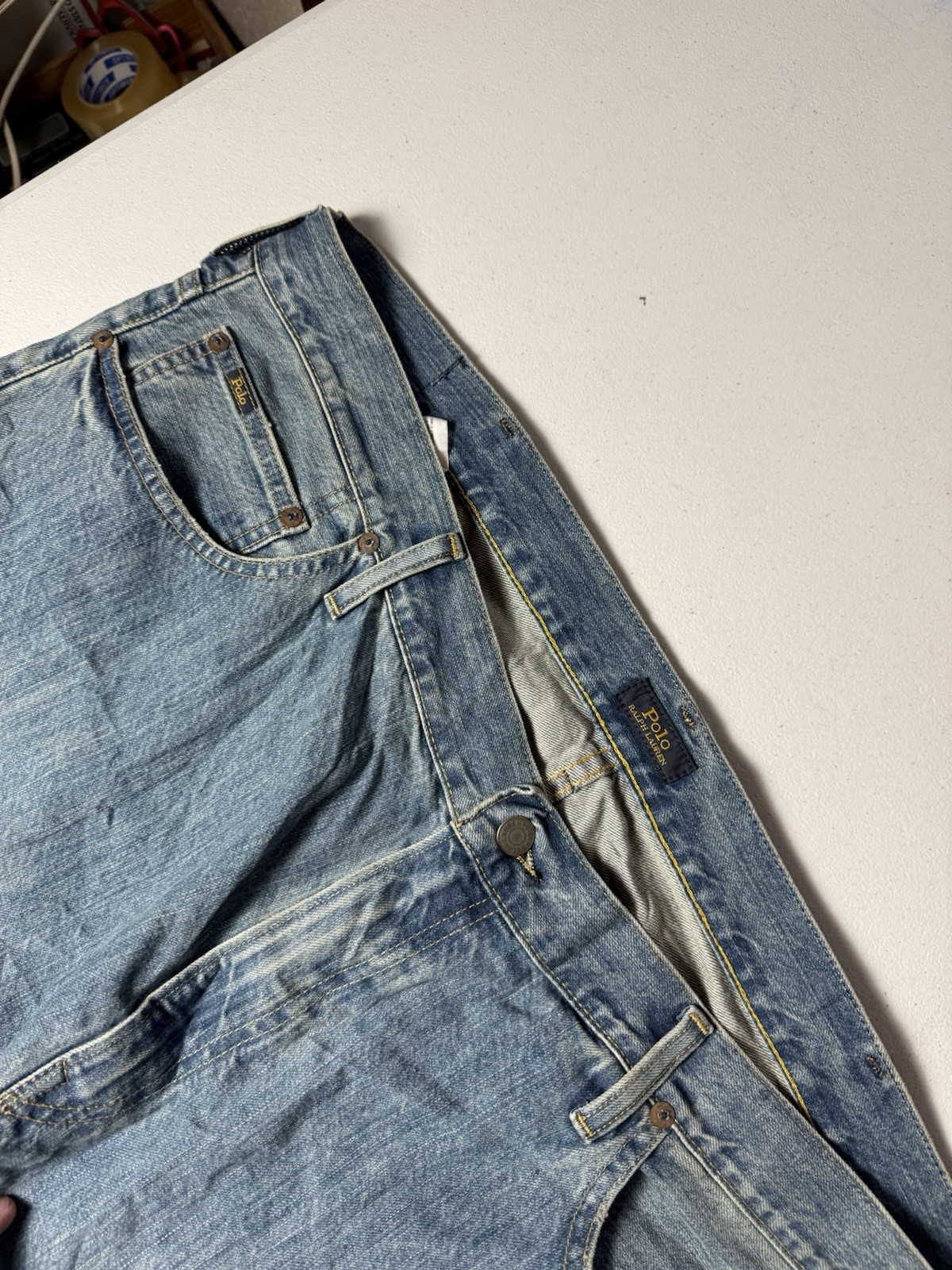 Polo Ralph Lauren Men Hampton Relaxed Straight Jeans 44X30 Blue Pocket Denim NEW