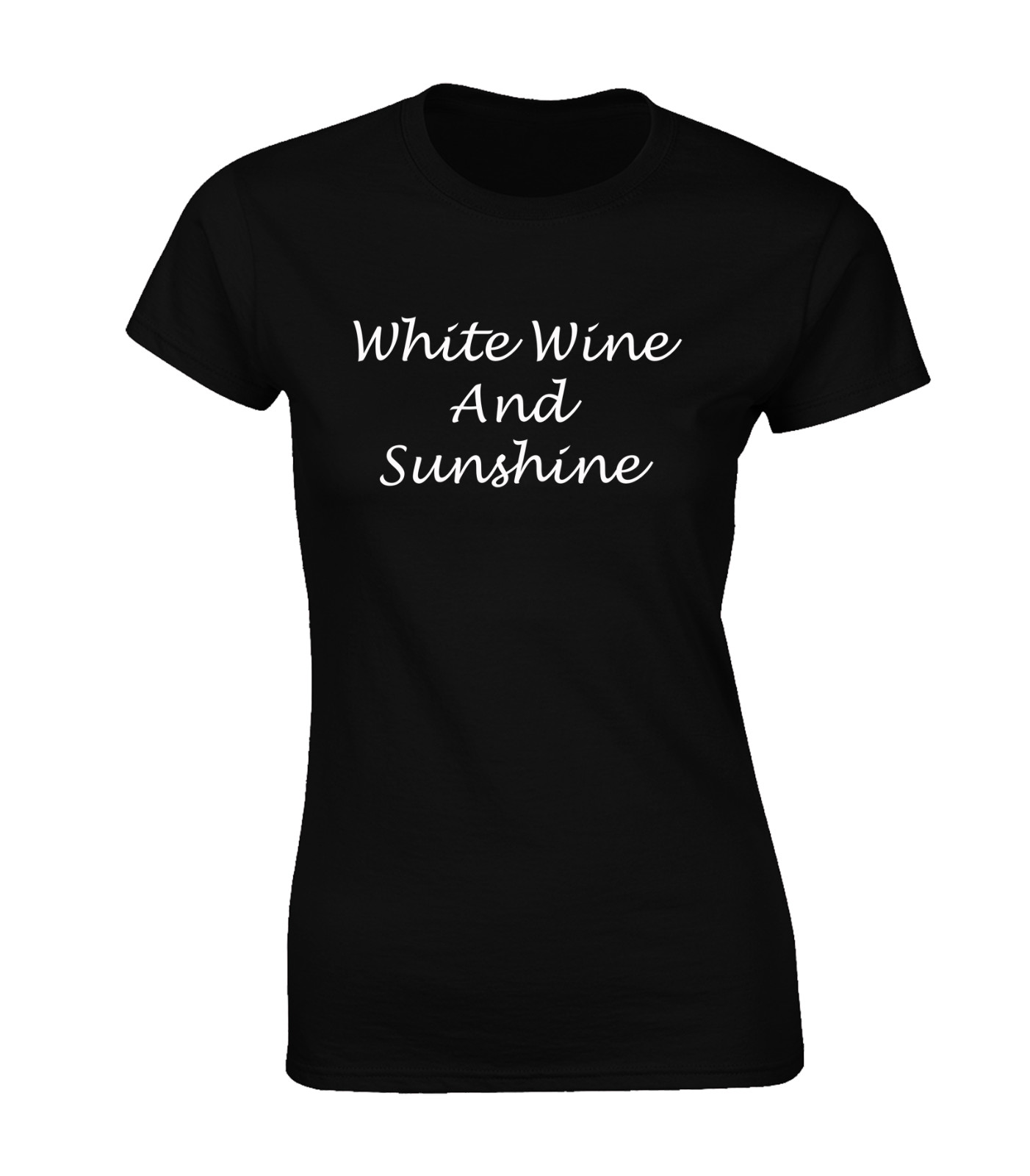 WHITE WINE & SUNSHINE LADIES T SHIRT COOL HOLIDAY CLOTHING SUMMER CASUAL TOP
