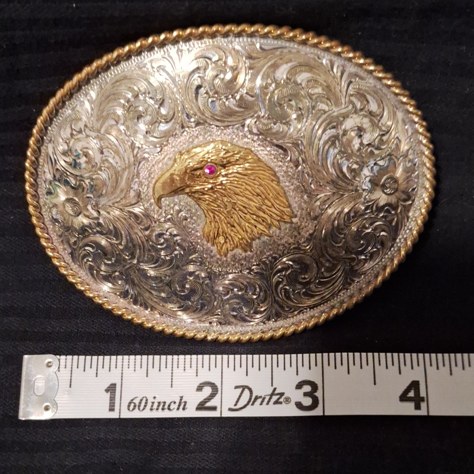 Montana Silversmiths Sterling Silver Plated Oval Eagle Belt Buckle