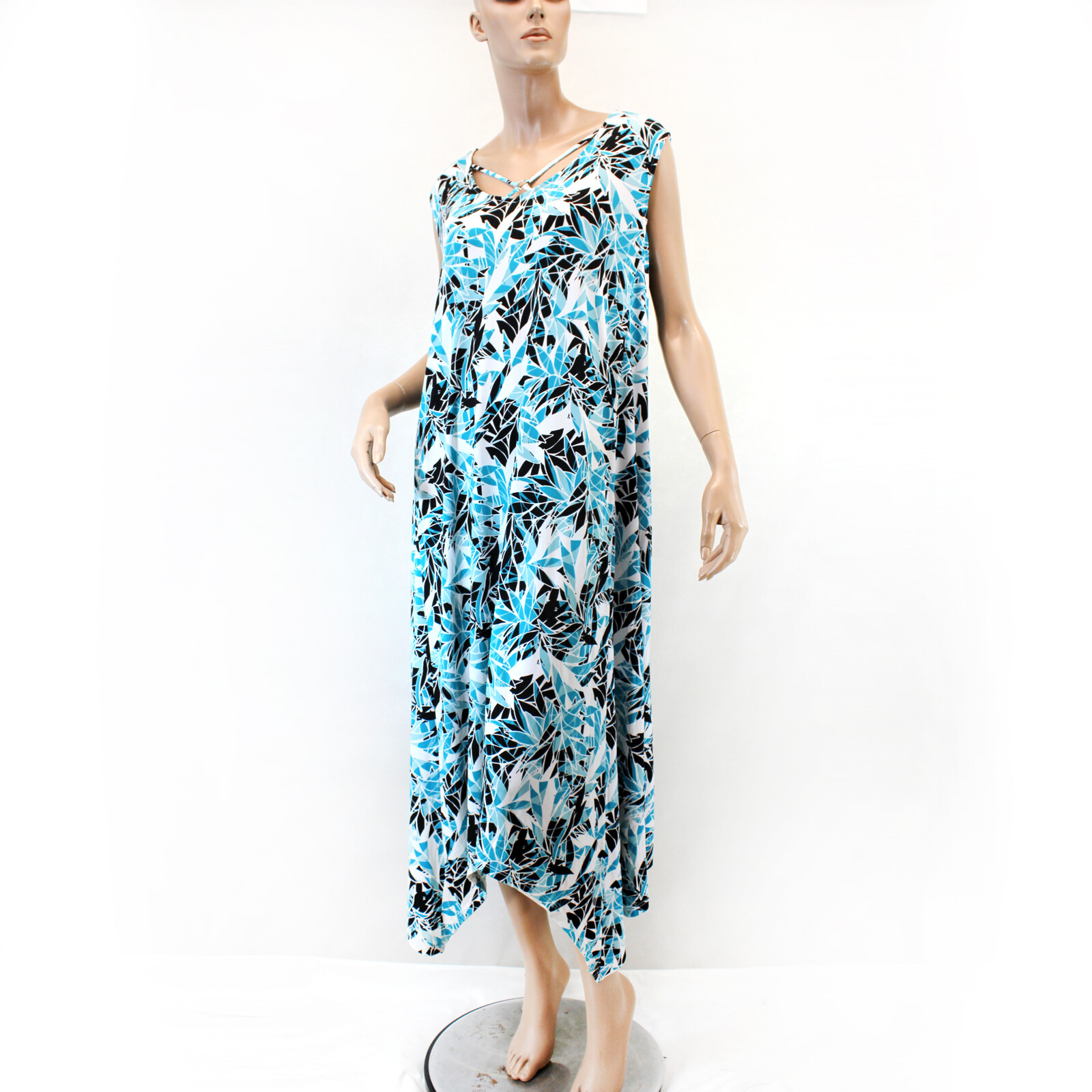 AnyWear by Catherines Plus Blue Floral Crisscross Dress 3X 26/28