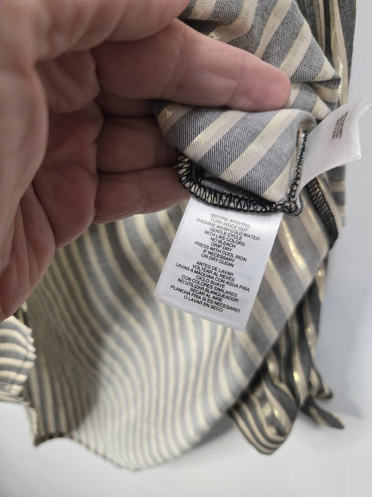 Anne Klein Women’s Striped Blouse 3/4 Sleeves Petite Medium