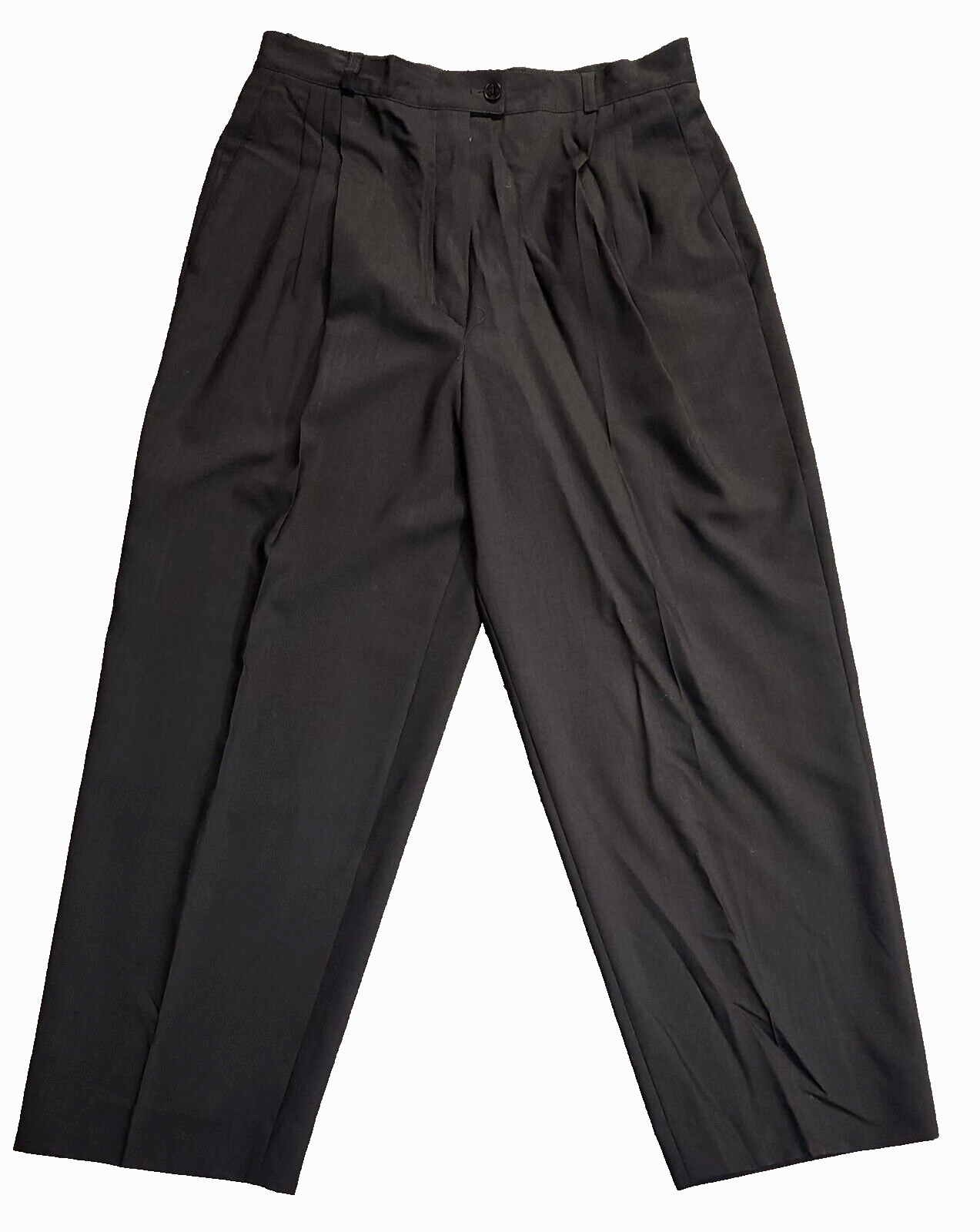 Zanella Woman Black Pleated Suit pants acetate rayon made in Italy size 46/12