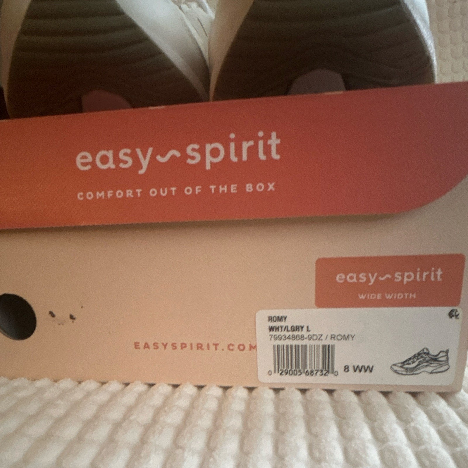 Easy Spirit Romy Leather Cushioned Lightweight Sneakers White/Gray Womens 8 WW