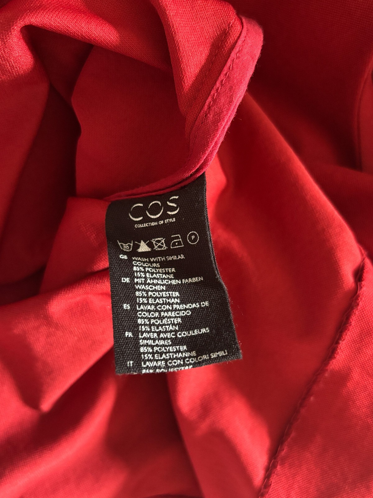 COS Red Blouse UK Size 8 – 3/4 Sleeve, Smart, Work, Pockets, Zip, VGC