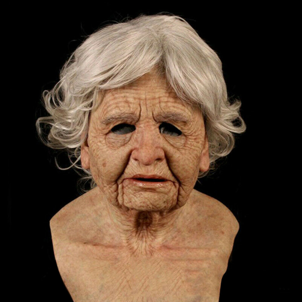 Old woman Mask Latex Halloween Cosplay Party Realistic Full Face Masks Headgear