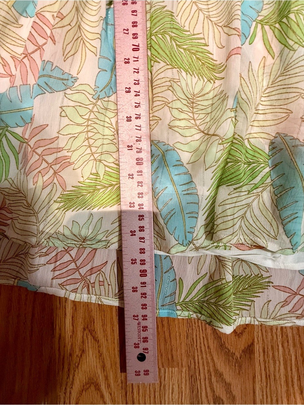 ESQUALO White Midi Dress with Blue and Green Leaf Print
