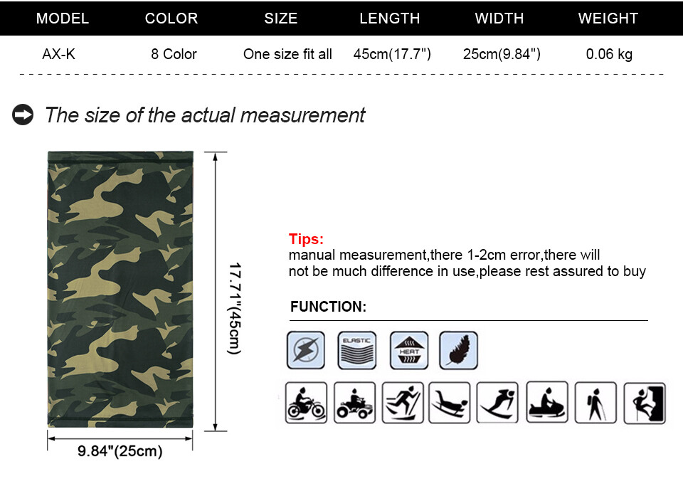 Summer Face Mask Guard Neck Gaiter Camouflage Cooling Balaclava Bandana Scarf