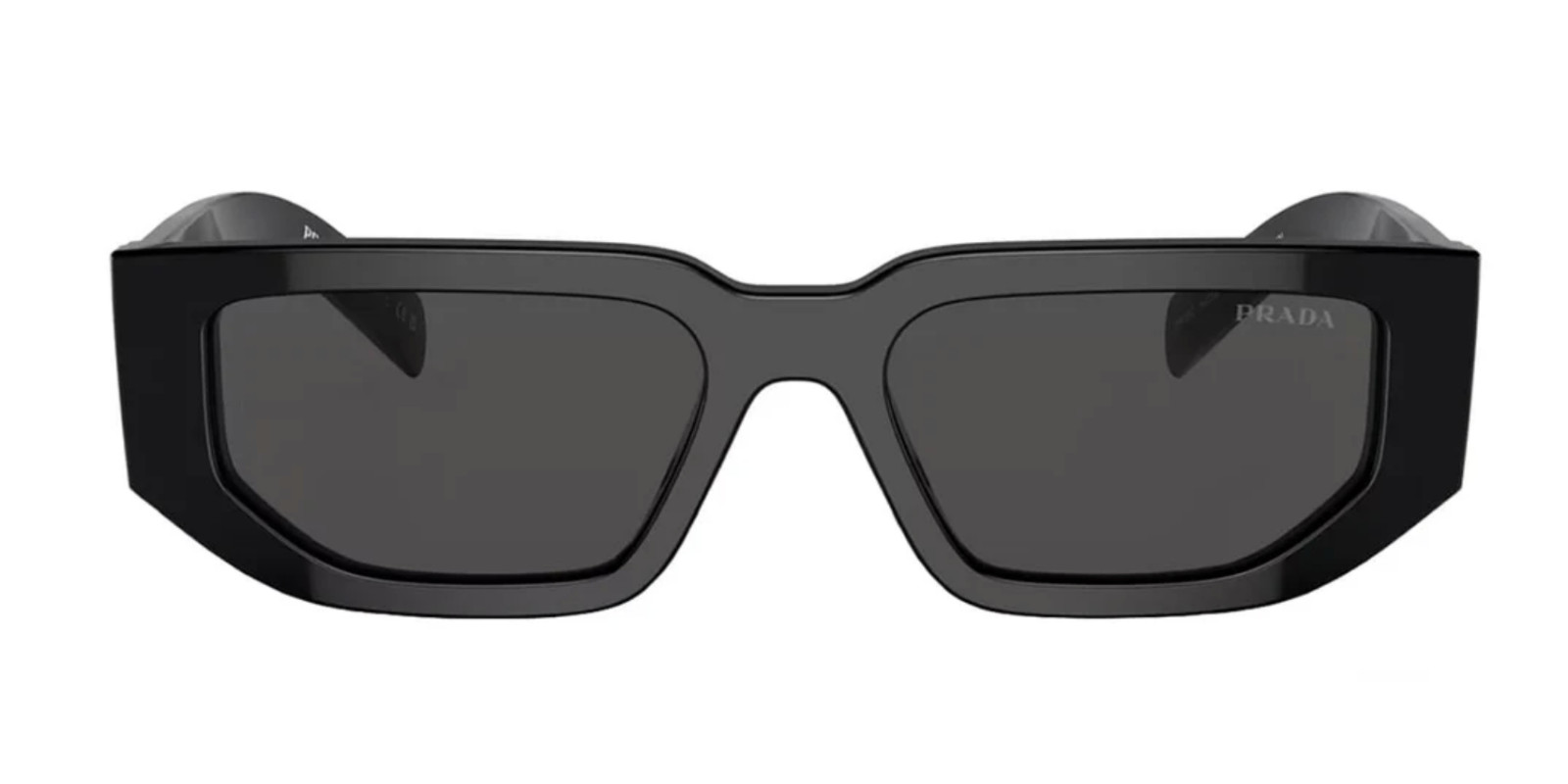 Prada PR09ZS 1AB5S0 Rectangle Sunglasses in Black/Gray Lens 100%