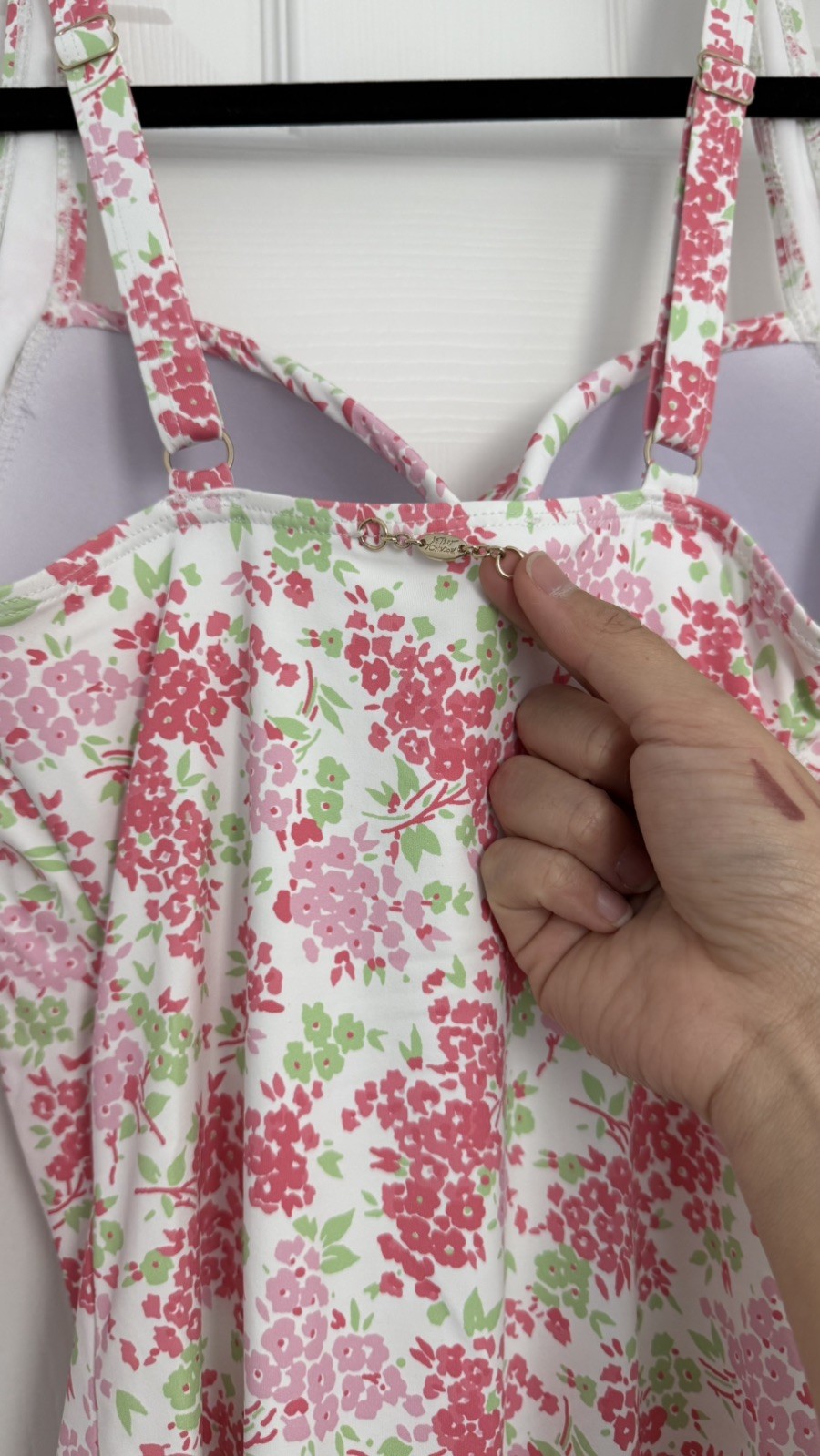 New Betsey Johnson Ruched one piece Swimsuit Pink Floral Size XL