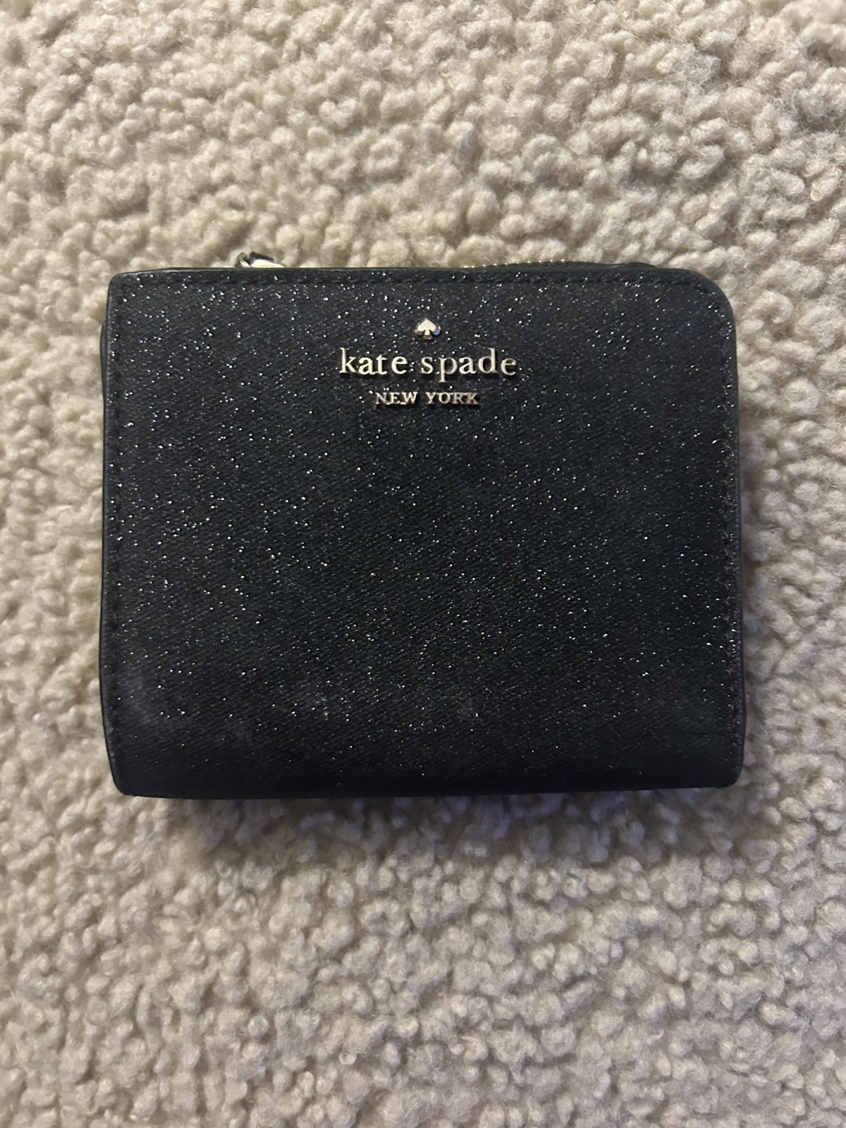Kate Spade Glimmer Boxed Black Small Slim Cardholder Wallet KE448 NWT