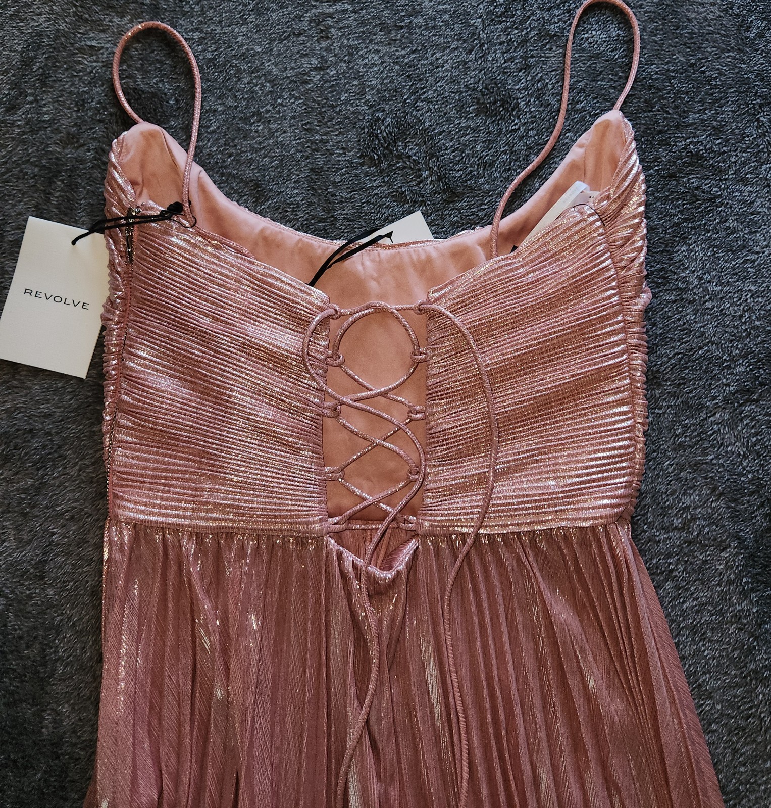 Retrofête Revolve Rhosyn Dress Metallic Rosa Pink Gown Small Coquettecore Girly