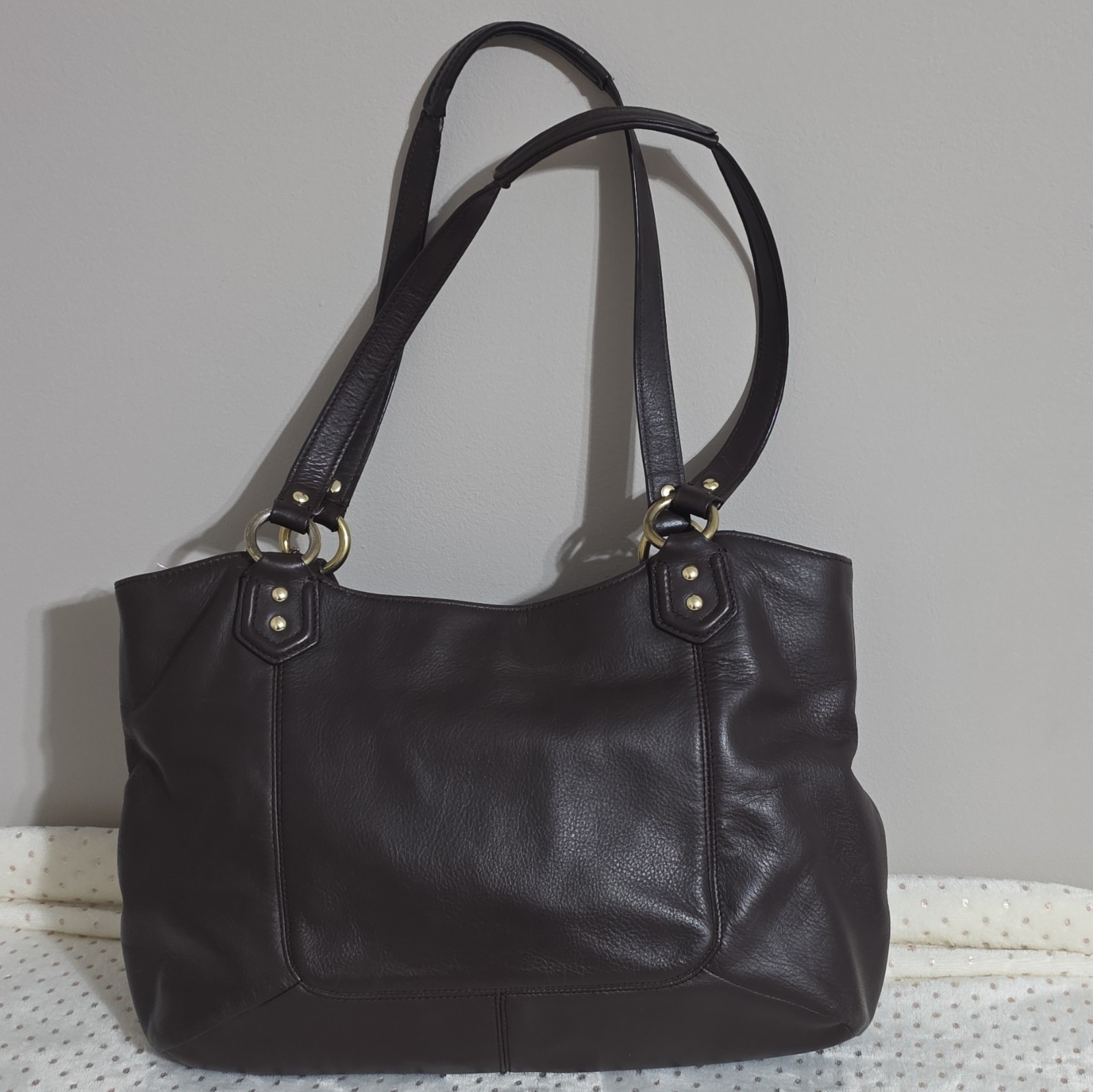 Coach Campbell Belle Dark Brown Leather Handbag Carryall Shoulder Purse