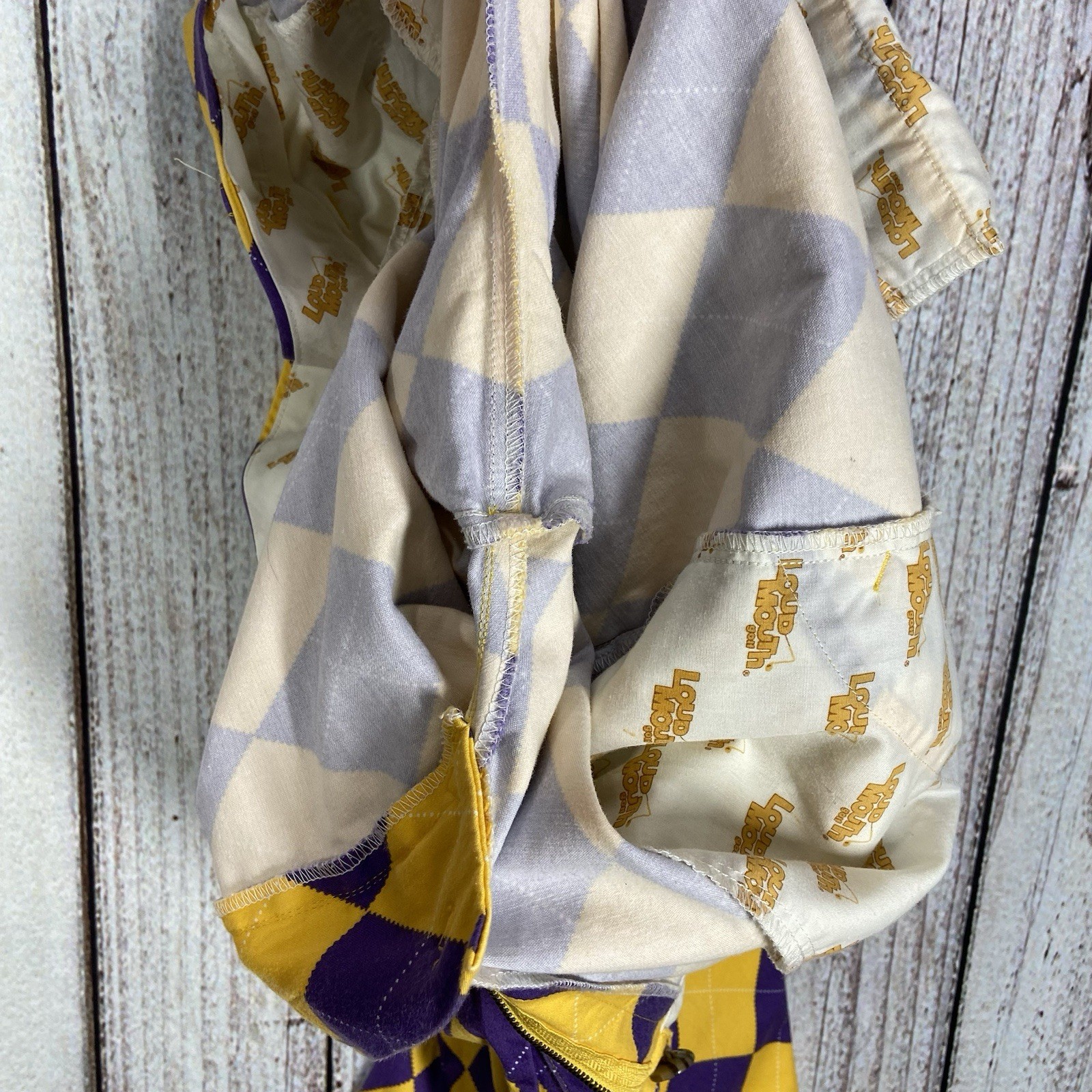 Loudmouth Pants Mens 38 X 32 Yellow Purple Golf Argyle Jester Cotton Checkered