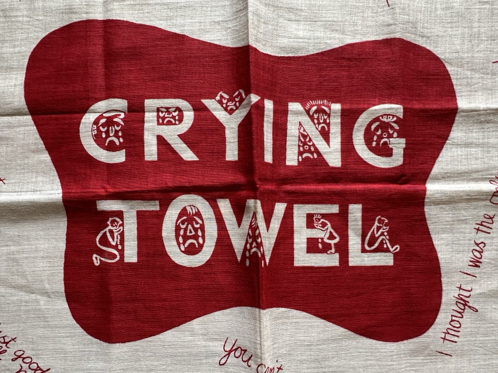 NOS 1950s Symphony ‘Crying Towel’ Novelty Political Bandana Humor Scarf Red VTG