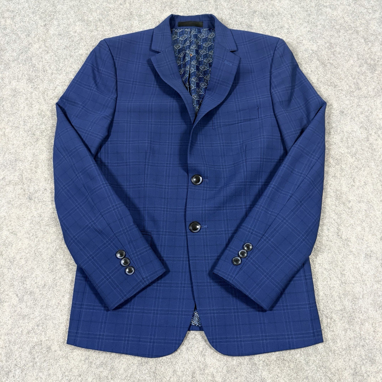 Tallia 2-Button Blazer Jacket Men’s Sz (Measurement See Picture) Blue Glen Check