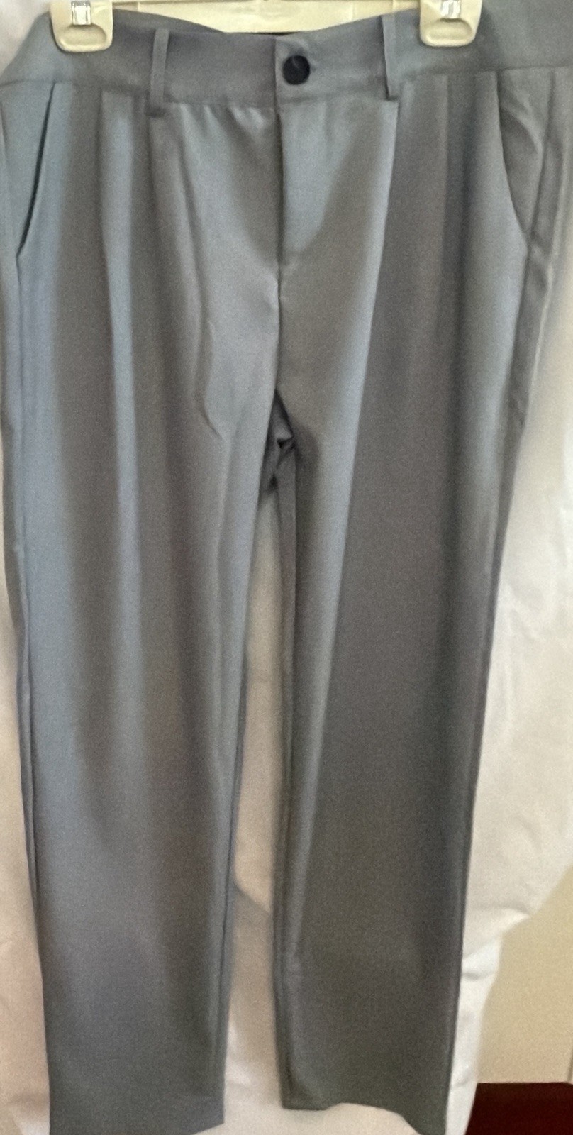 Men’s Generic Size L, Cotton Linen Lightweight Slacks, Grey, 36×32 Inseam