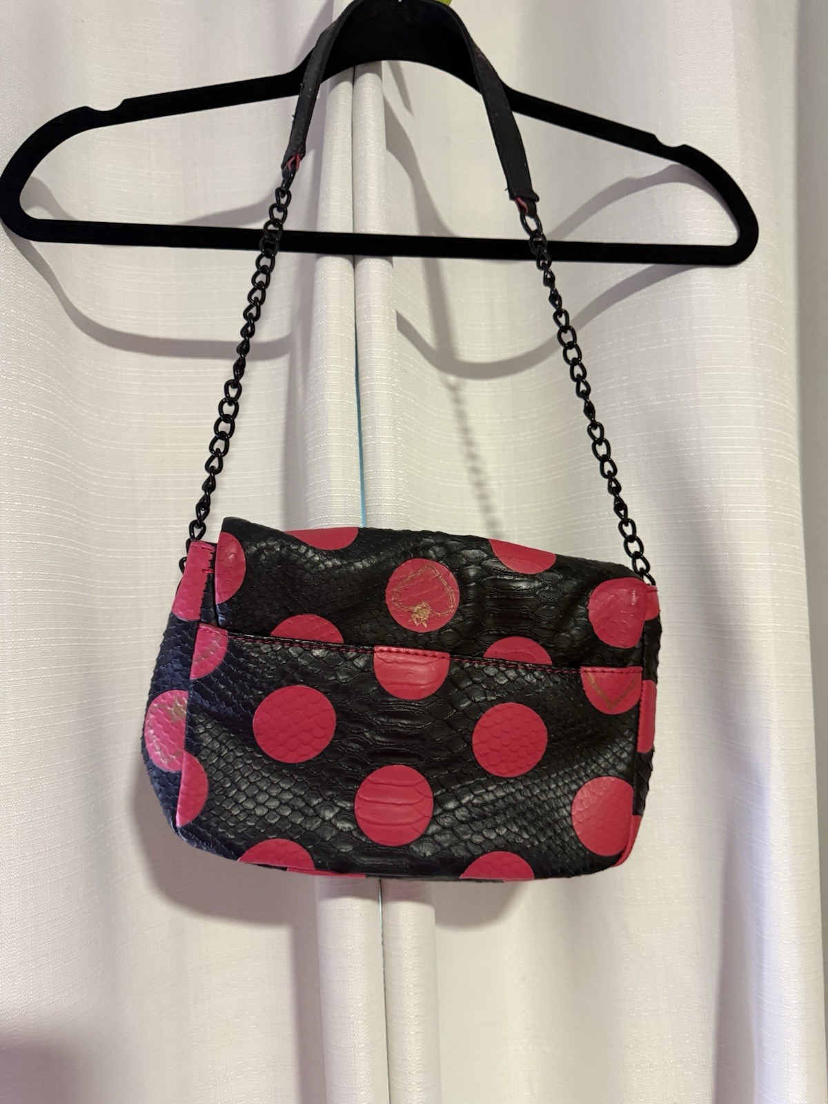 Vera Wang Princesscore Black & Pink Polka Dot Small Shoulder Bag Y2K